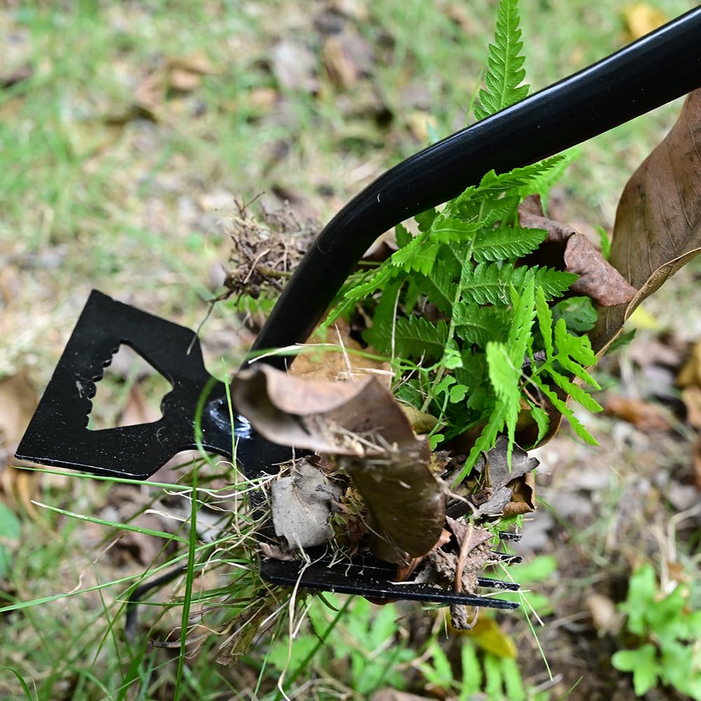 Stainless Steel Weed Puller Tool - Heavy Duty Hand Weeder with 6+11 Teeth for Gardening, Backyard Farming & Lawn Care | Portable & Effective Weeding Tool for Removing Dandelions, Thistles & Tough Weeds