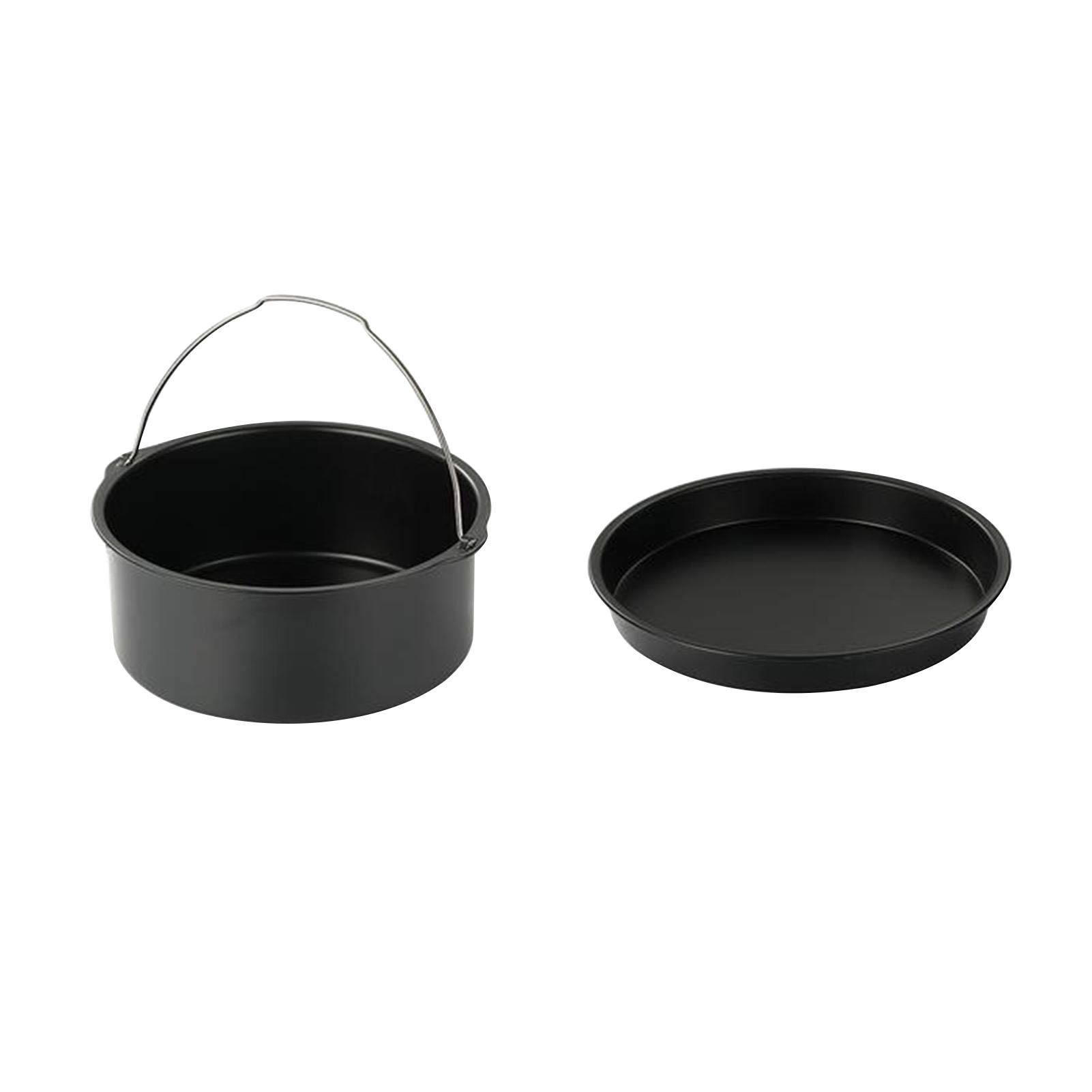 Universal 8-Inch Air Fryer Accessories Set - 2-Piece Steel Round Cake Pans & Pizza Pan for Gourmia, Baking, Deep Frying | Perfect for Home Kitchen & Restaurant Use