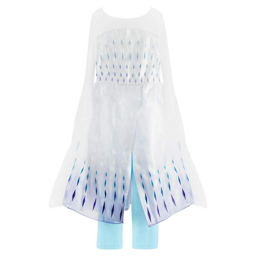 Disney Elsa Snow Queen Costume for Girls - Frozen 2 Inspired Dress for Halloween, Cosplay & Birthday Parties - Blue Sparkling Princess Gown with Cape