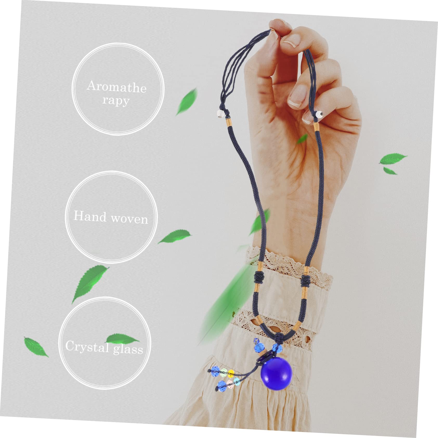 Minkissy 4-Piece Essential Oil Necklace Set - Aromatherapy Car Diffuser Hanging Accessories with Braided Rope for Rear View Mirror, Home & Office Decor, Glass Perfume Bottle Pendant for Stress Relief & Relaxation
