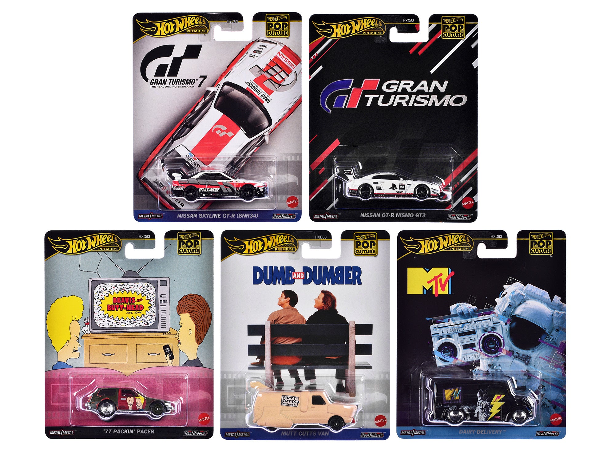 Hot Wheels 2024 Premium Series 5-Piece Diecast Model Cars Set – Collectible Pop Culture Toy Cars for Display & Racing Fun