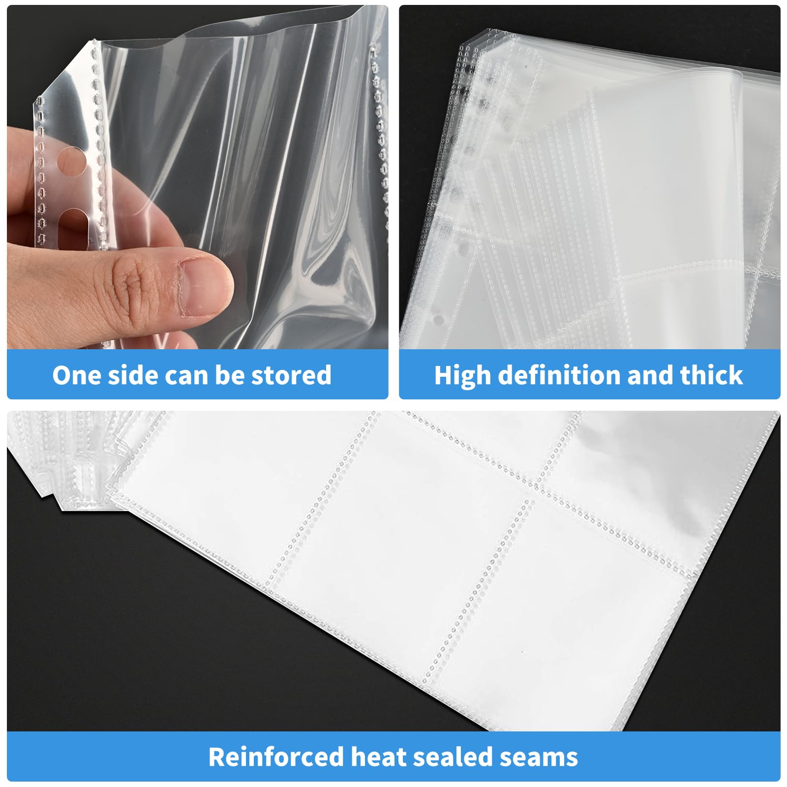 Premium 9-Pocket Card Sleeves - 200 Pack (Holds 3600 Cards) - Thickened Trading Card Binder Pages with 3-Ring Design - Perfect for Sports Cards, Pokemon, MTG, Coupons & Collectibles - Durable Storage Solution for Card Games & Trading