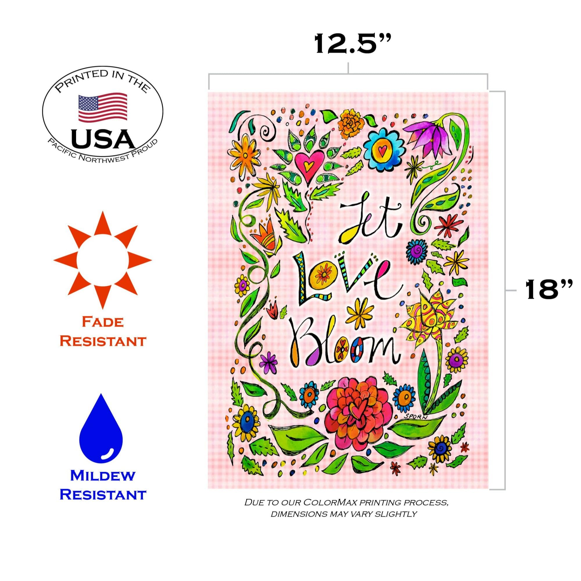 Toland Home Garden 12x18 Inch Double Sided Let Love Bloom Flower Flag - Vibrant Outdoor Yard Decoration for House, Garden & Patio - Perfect for Spring, Summer & Special Occasions