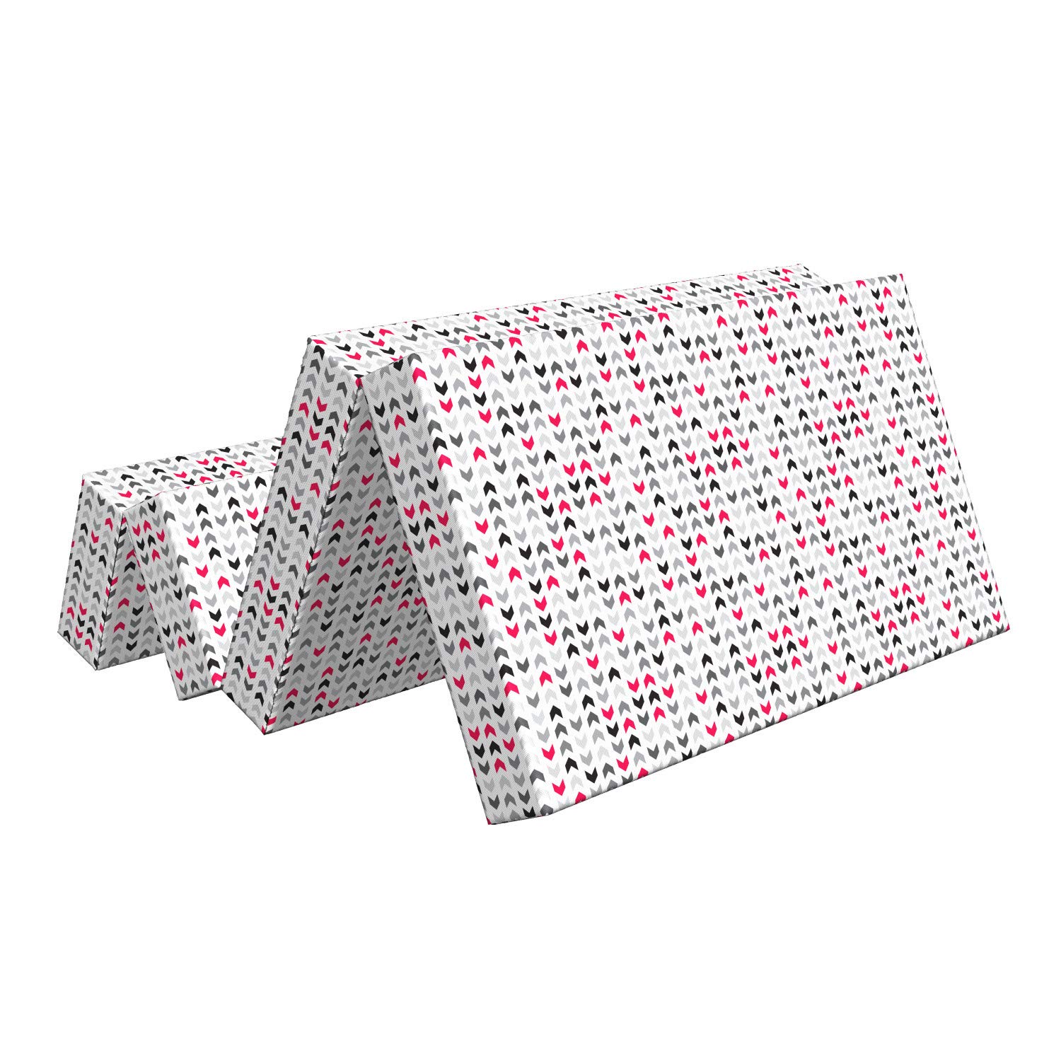 Ambesonne Geometric Foldable Mattress - Red Zig Zag Chevron Pattern, 78.7