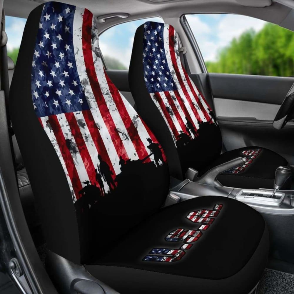 American Flag Car Seat Cover - Patriotic Military Veteran Design 203011 - Perfect for Trucks, SUVs & Cars on Memorial Day & 4th of July