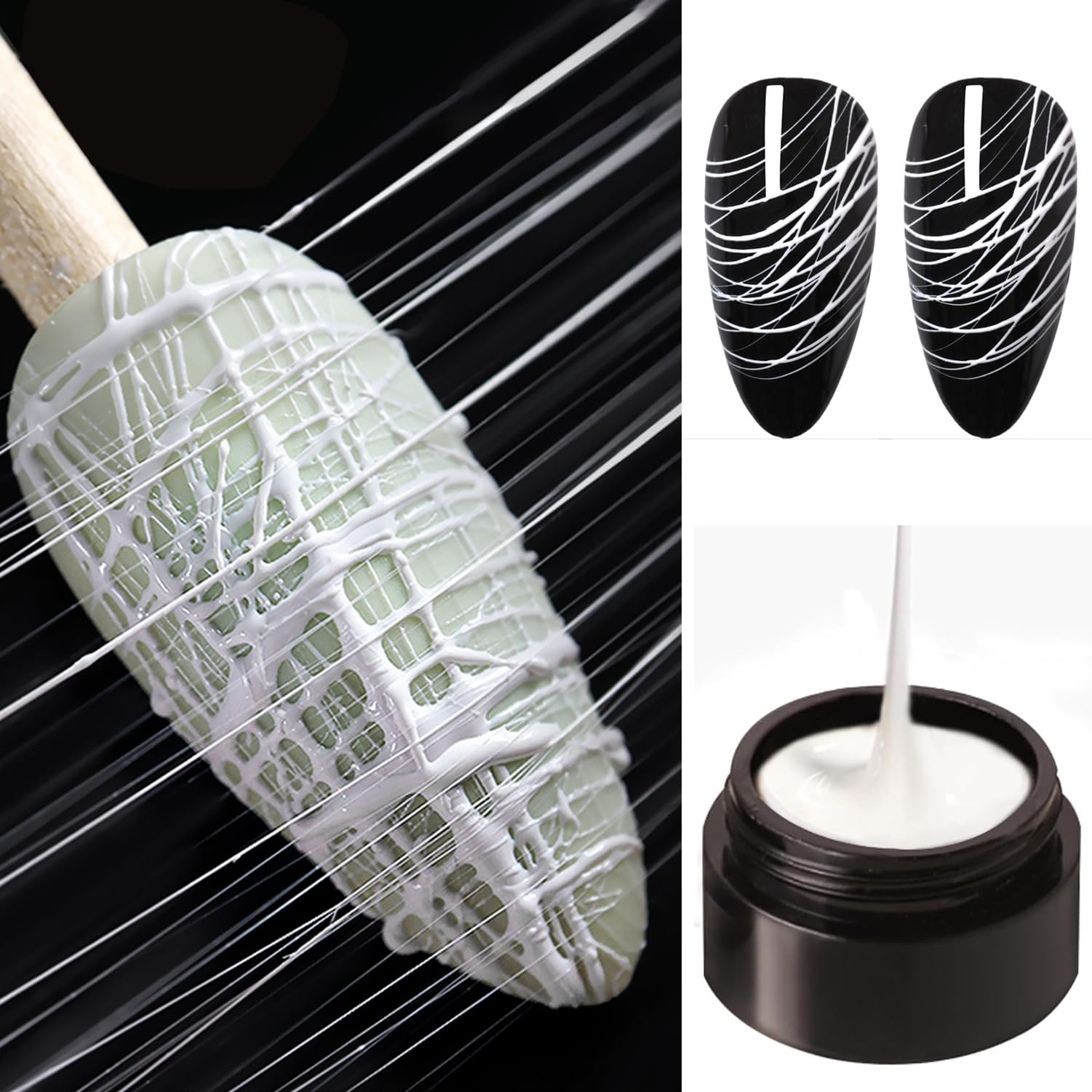 White Spider Gel for Nails - UV LED Nail Art Gel Polish for DIY Manicure & Professional Nail Designs | Perfect for Halloween, Gothic, and Creative Nail Art Looks