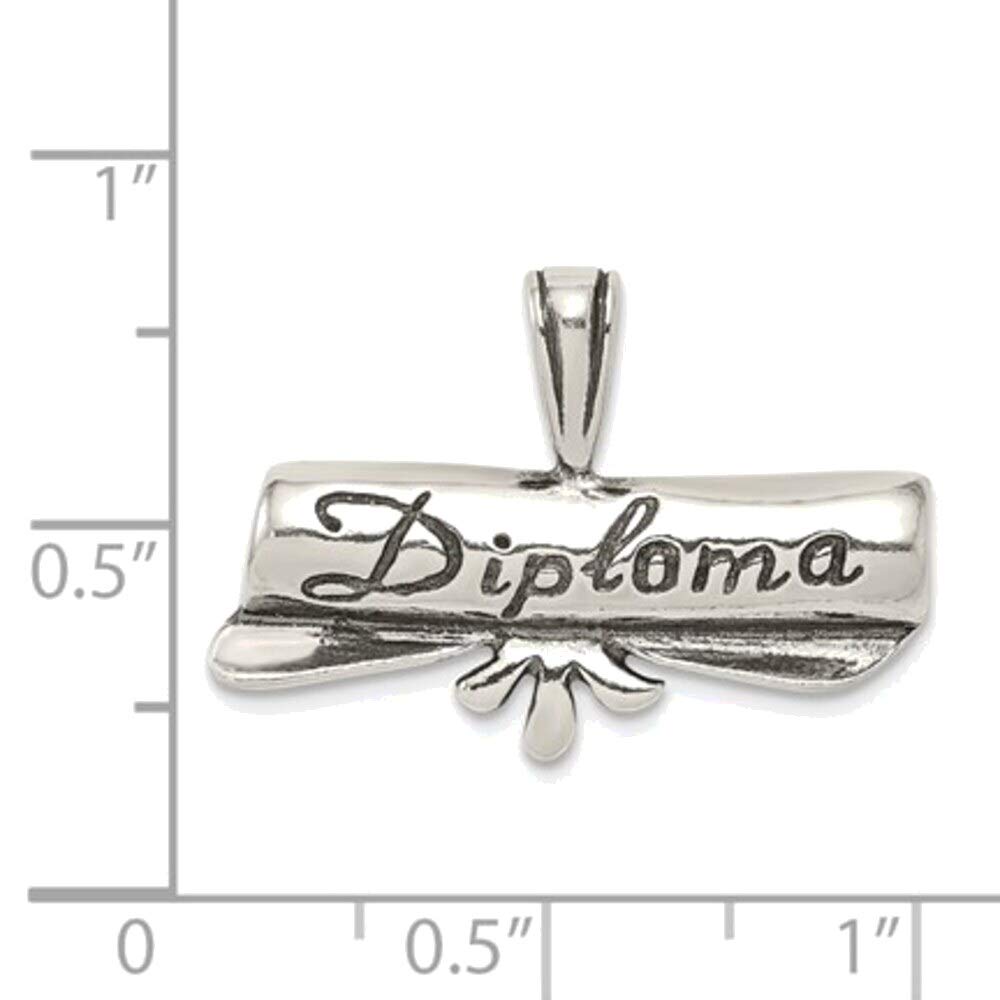 Bonyak Jewelry Solid Sterling Silver Polish & Antique Diploma Pendant Necklace - Elegant Vintage Charm for Graduation, Anniversary & Special Occasions