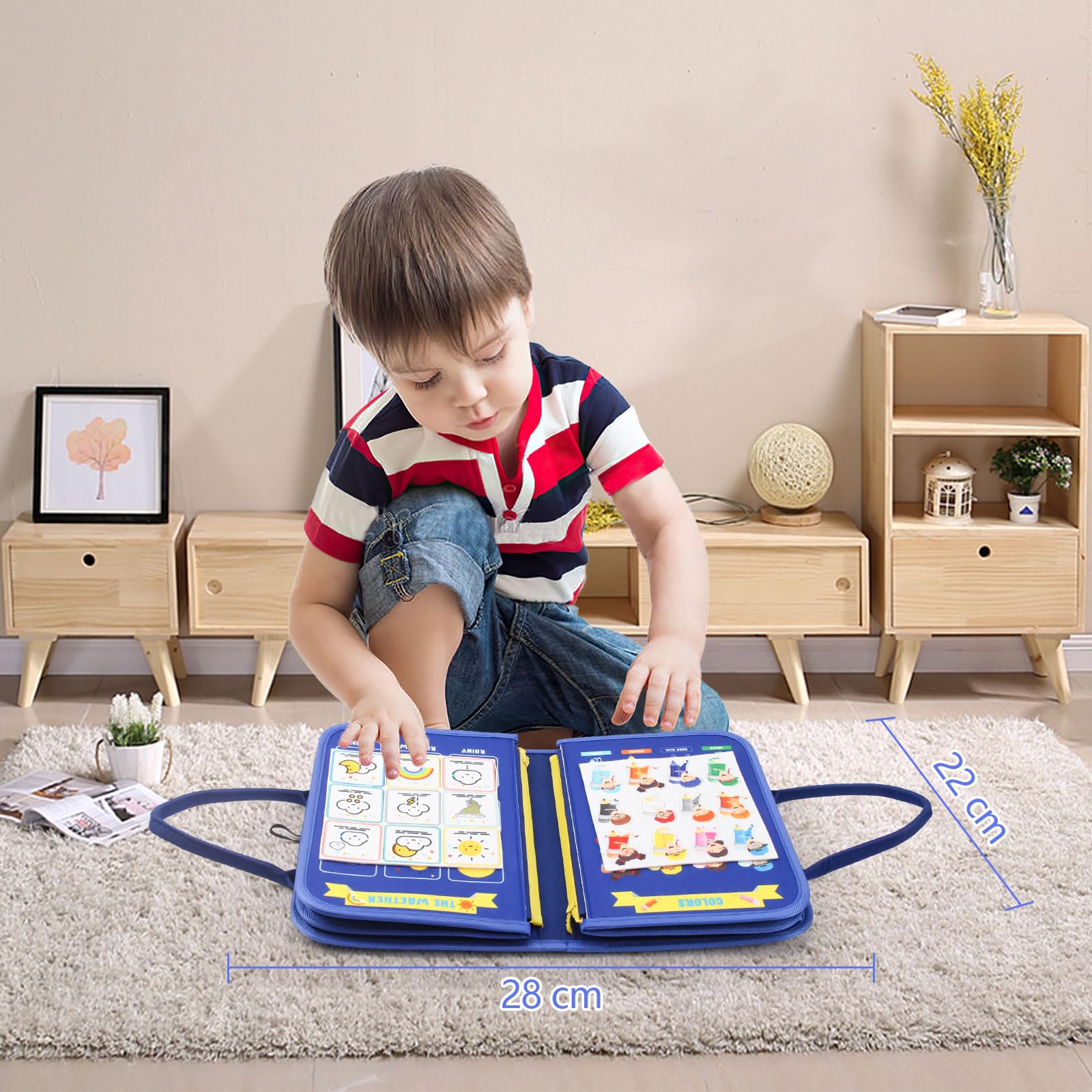 Montessori Busy Board for Toddlers 1-5 Years - Sensory Learning Toy for Fine Motor Skills Development, Educational Writing Board for Boys & Girls - Perfect for Travel, Classroom & Home Playtime