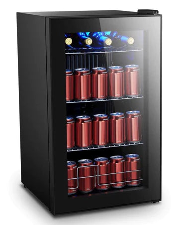 70L Black Beverage Cooler Refrigerator - Perfect for Home, Office, and Party Drinks Storage