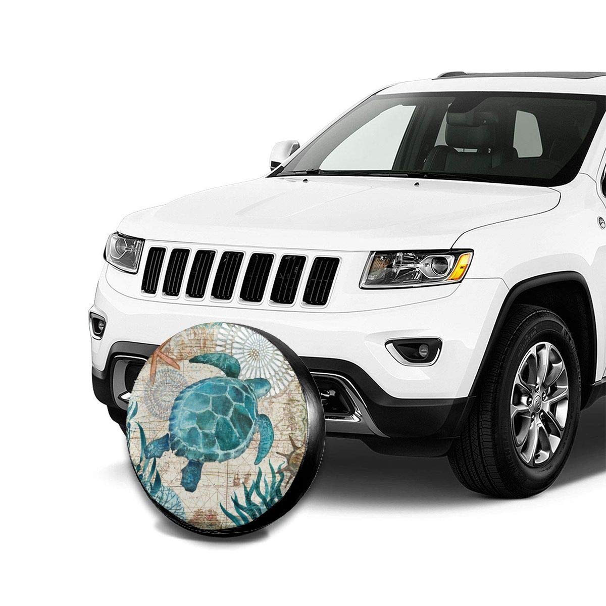 Premium 14-17 Inch Spare Tire Cover with Sea Turtle Design - UV Resistant, Dustproof & Corrosion Proof for Jeep, Trailer, RV & Truck - Perfect for Outdoor Adventures & Road Trips