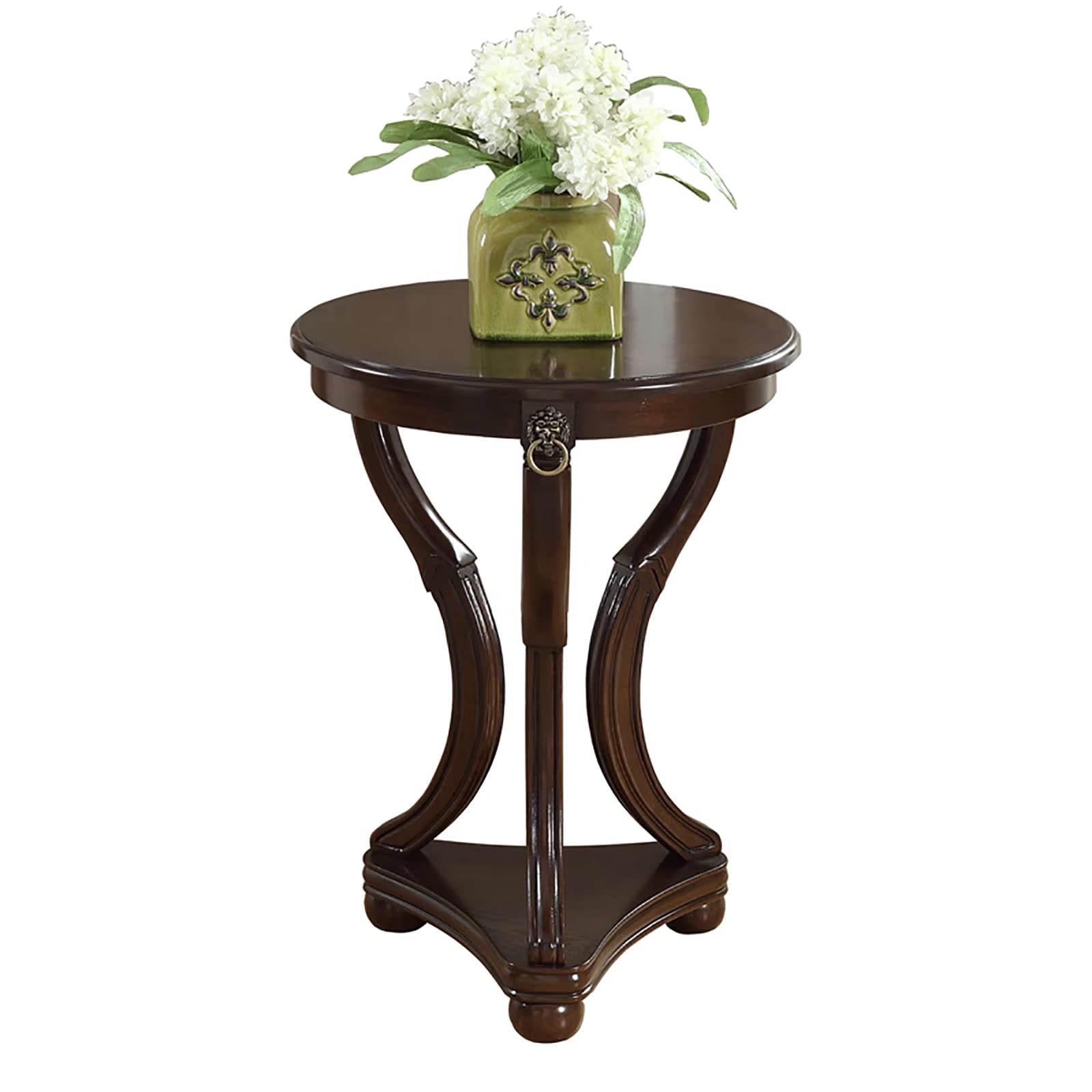 BIMANI Solid Wood Sofa Side Table - Round Coffee Table with European Style for Living Room, Bedroom, Office | Perfect for Holding Drinks, Books, Plants & Decor