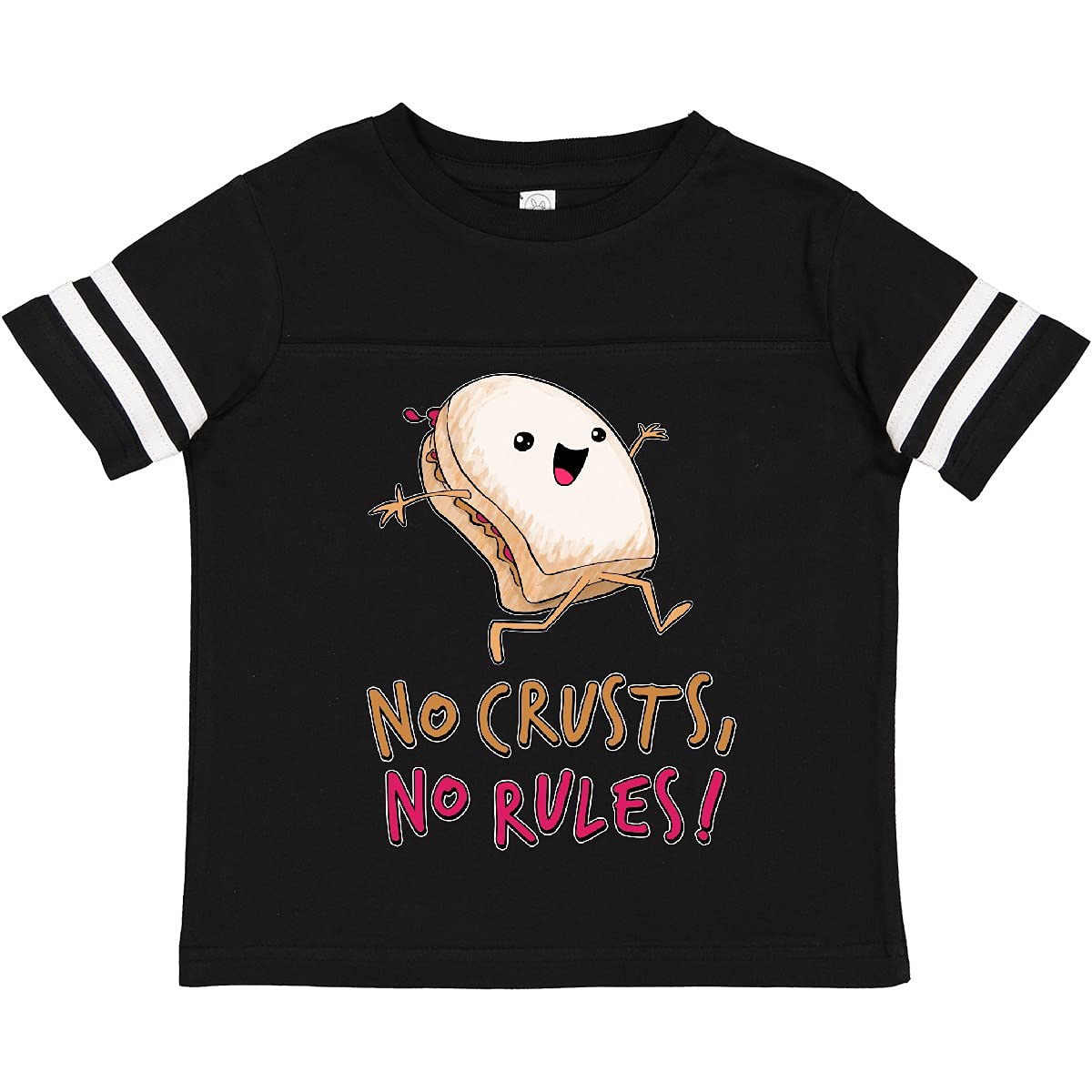 Inktastic No Crusts, No Rules - Funny PB&J Sandwich Graphic Toddler T-Shirt for Boys & Girls | Playful Kids Outfit for Daycare, Playdates & Family Fun