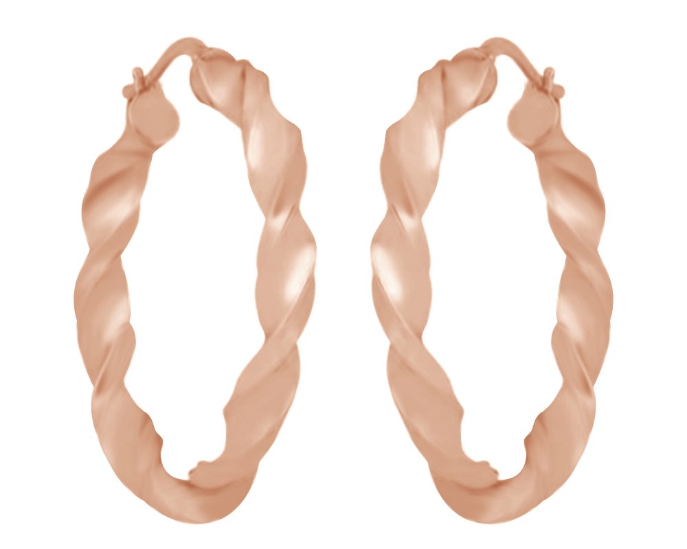 10K Solid Gold Twisted Circle Hoop Earrings for Women - Elegant Everyday Jewelry for Work, Date Night & Special Occasions