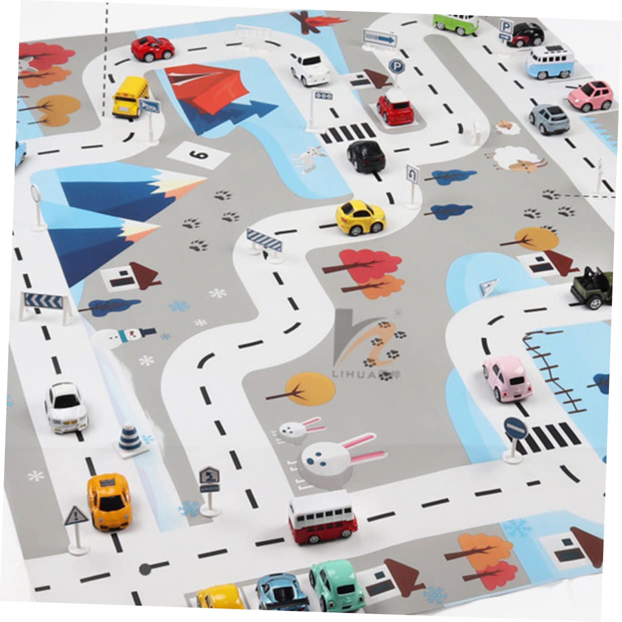 RORPOIR 2-Piece Soft Interlocking Baby Play Mat - Non-Toxic Early Education Floor Mat with Traffic Road Map Design | Perfect for Crawling, Learning & Playtime in Nursery or Playroom