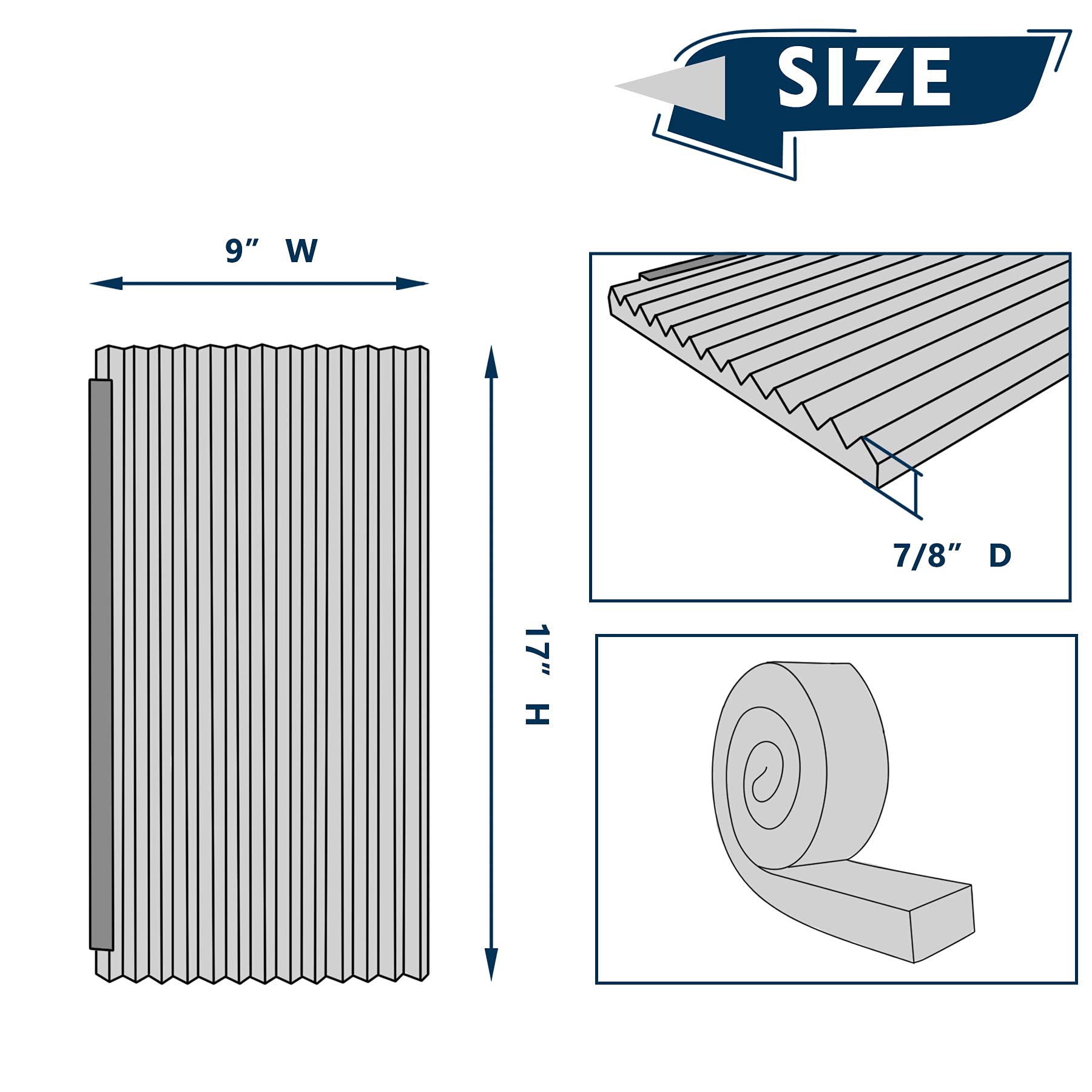17 x 9 x 7/8 Inch Window Air Conditioner Side Panels Kit with Foam Seal Strip - AC Insulation for Better Cooling Efficiency - Perfect for Home, Office & Apartment Energy Saving