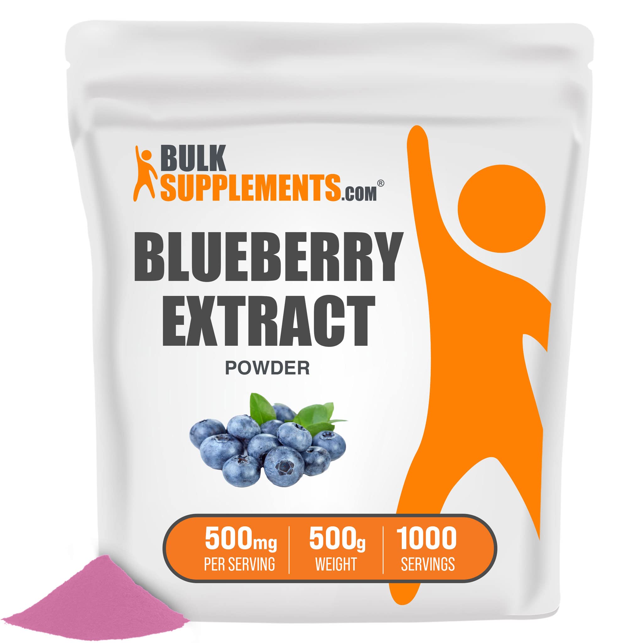 BULKSUPPLEMENTS.COM Wild Blueberry Extract Powder 500g (1.1 lbs) - Premium Antioxidant & Anthocyanin Supplement for Baking, Smoothies, Yogurt & Healthy Recipes - USDA Organic, Non-GMO, Gluten-Free