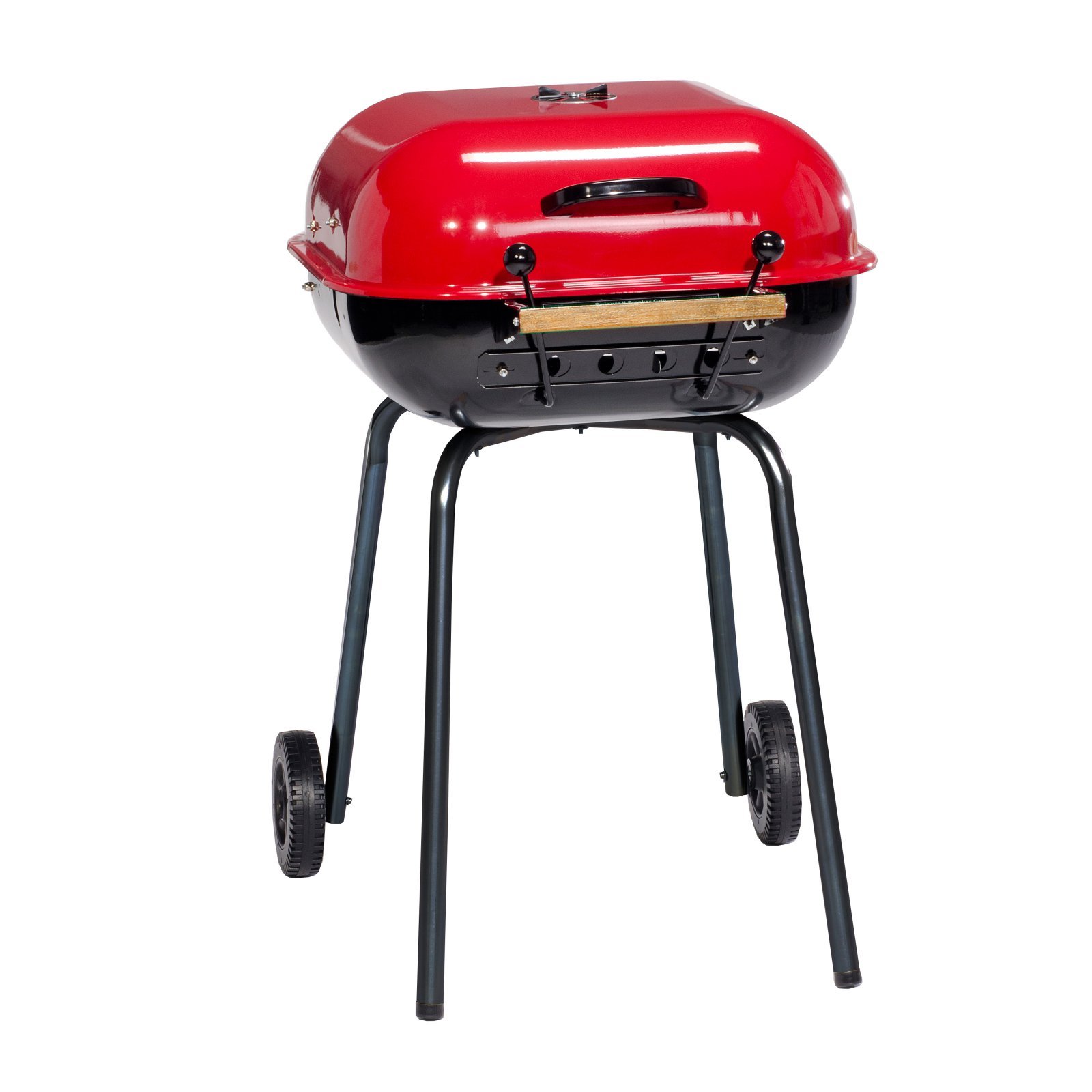 Americana Swinger Charcoal Grill with Side Table - Portable Outdoor BBQ Grill for Backyard, Camping & Tailgating - Black