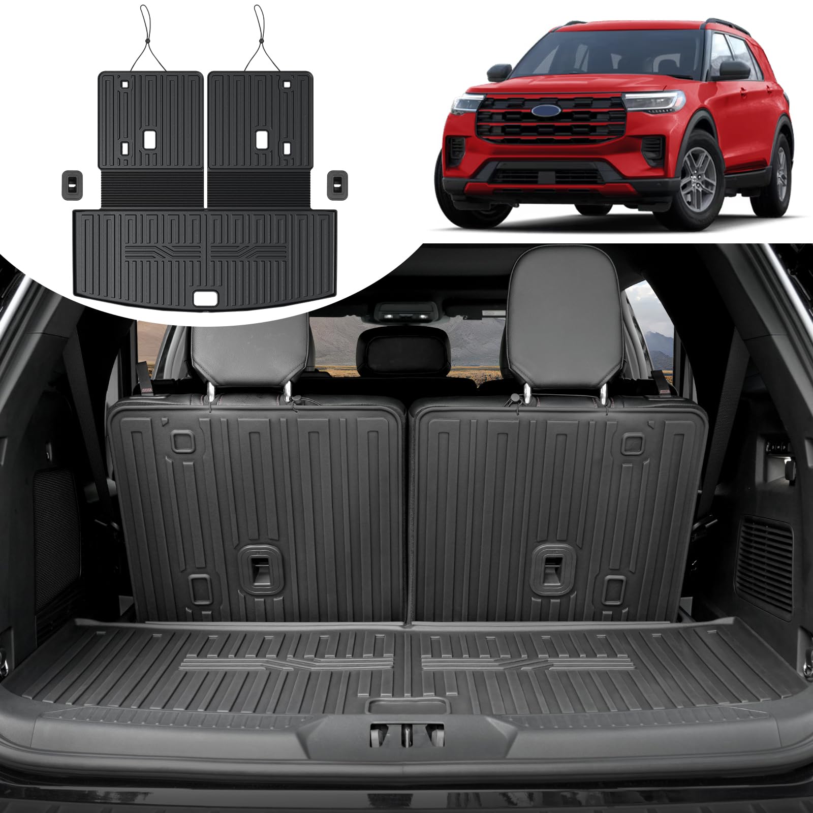 All-Weather Cargo Liner for 2020-2025 Ford Explorer & Explorer ST - Heavy Duty Trunk Mat Accessories - Perfect for Road Trips, Camping & Daily Use