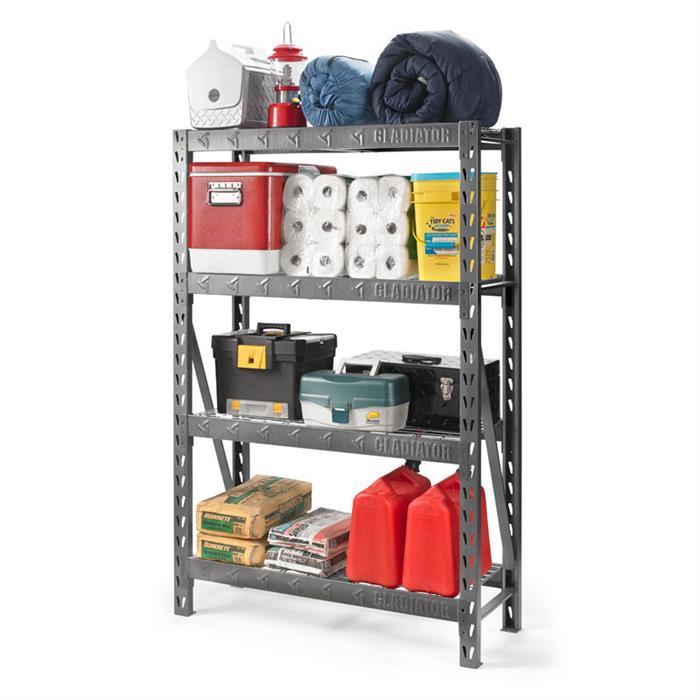 Gladiator 48-Inch Tool-Free Adjustable Garage Storage Rack Shelf - Heavy Duty Steel Shelving Unit for Garage Organization, Home Storage & Workshop Use