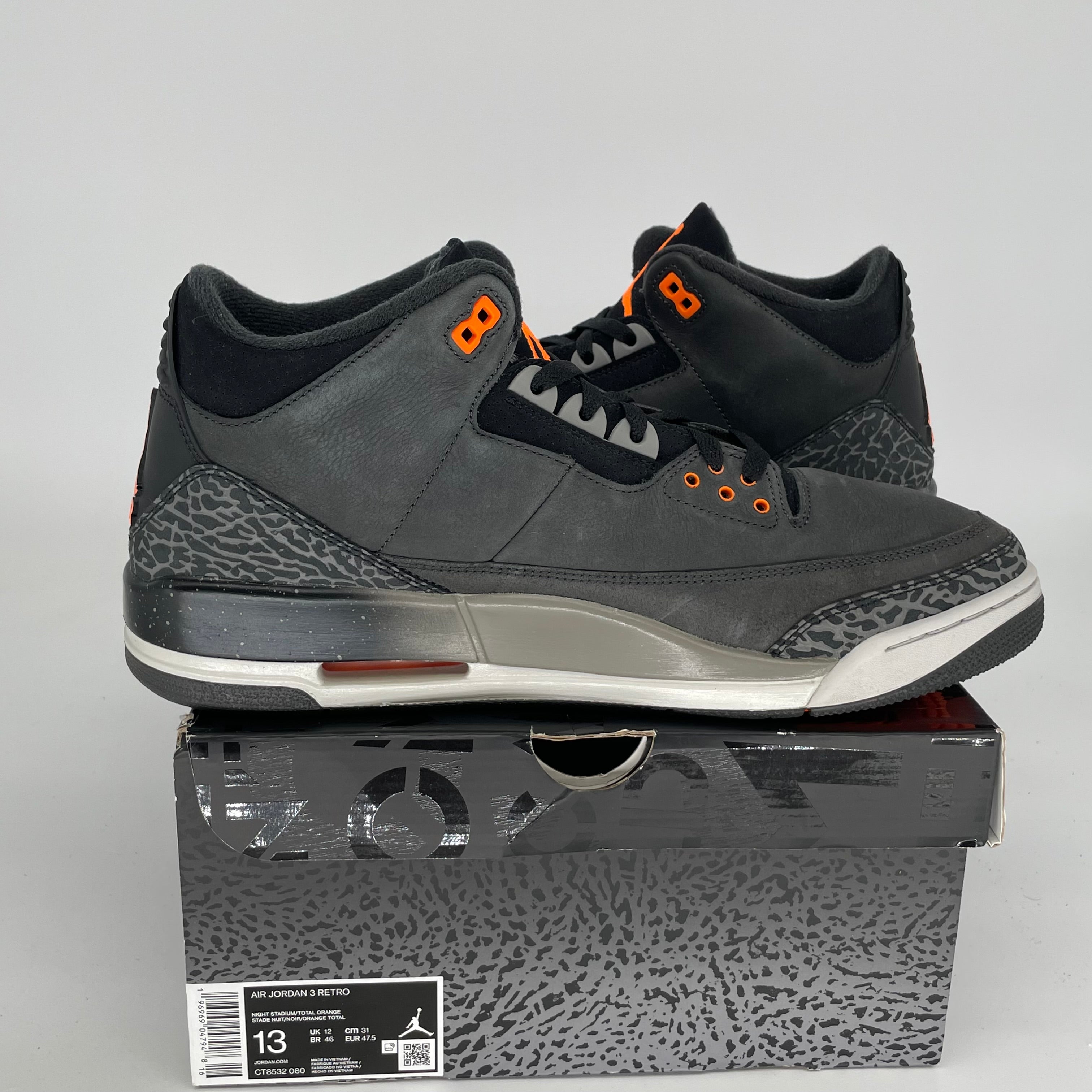 AIR JORDAN 3 FEAR Basketball Shoes Men's Size 13 Retro Sneakers - Style CT8532-080 for Streetwear & Game Day Outfits