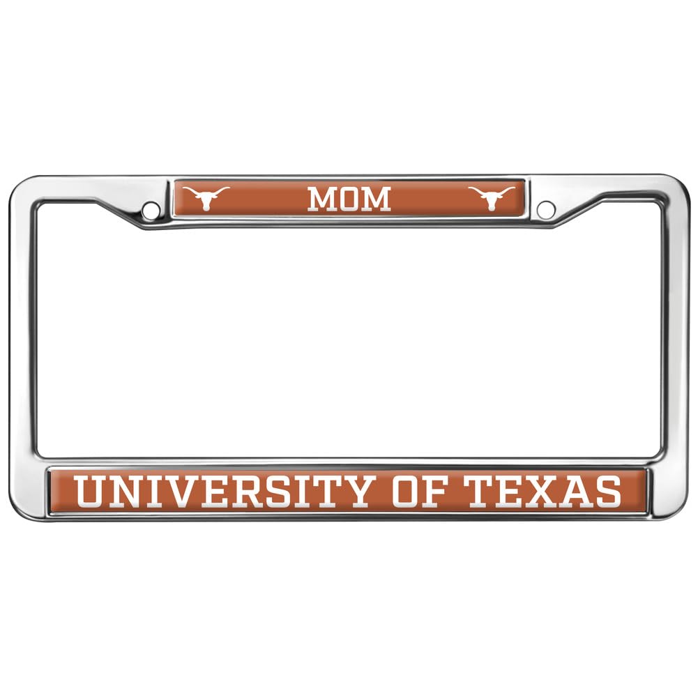 University of Texas Mom Full Size Standard License Plate Metal Frame - Durable Car Accessory for UT Fans - Perfect for Gifts, Tailgating & School Pride