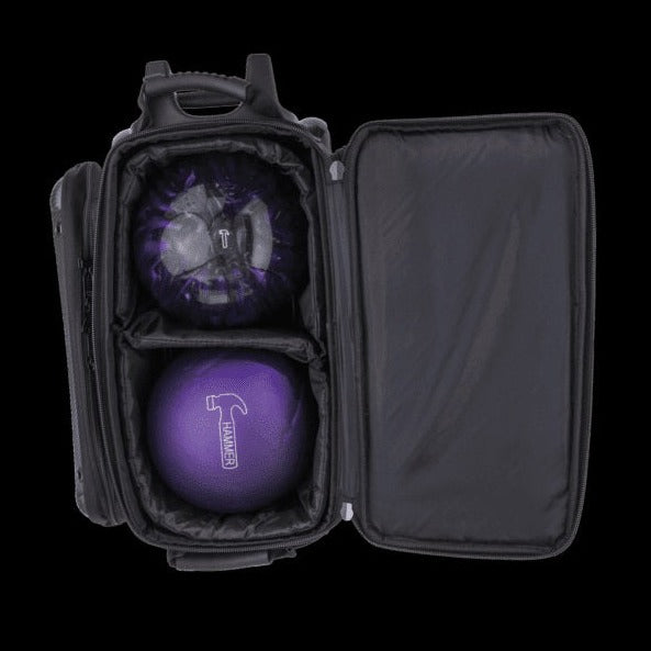 Hammer Carbon Shield 2 Ball Double Roller Bowling Bag - Durable Bowling Accessory for League & Tournament Players - Perfect for Travel & Storage