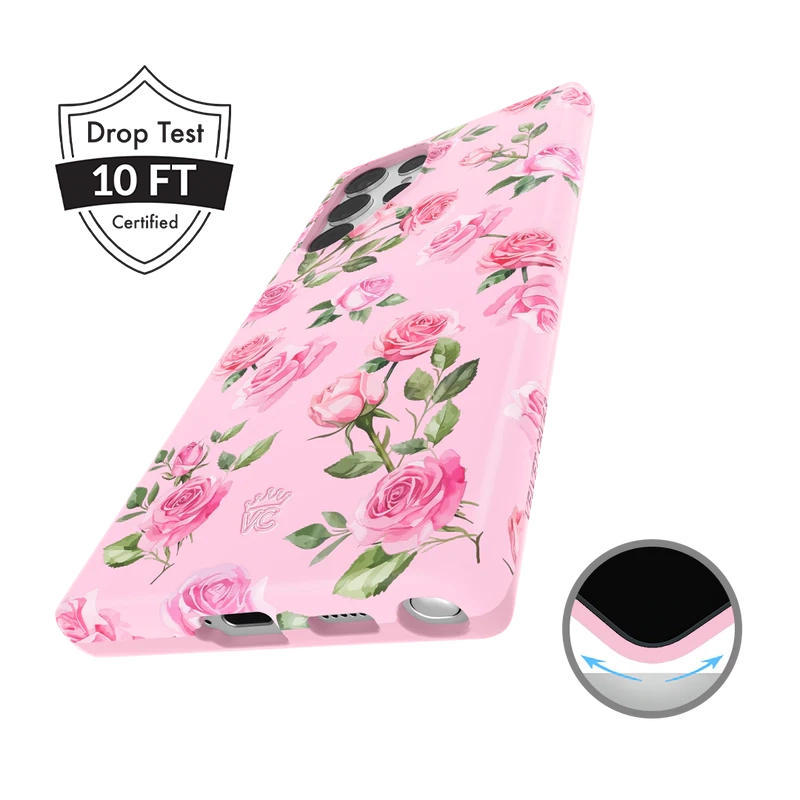 Pink Rose Floral Samsung Phone Case - Cute Protective Cover for Samsung Galaxy [Model] - Perfect Gift for Women, Girls, Teens - Ideal for Everyday Use, Birthday, Valentine's Day
