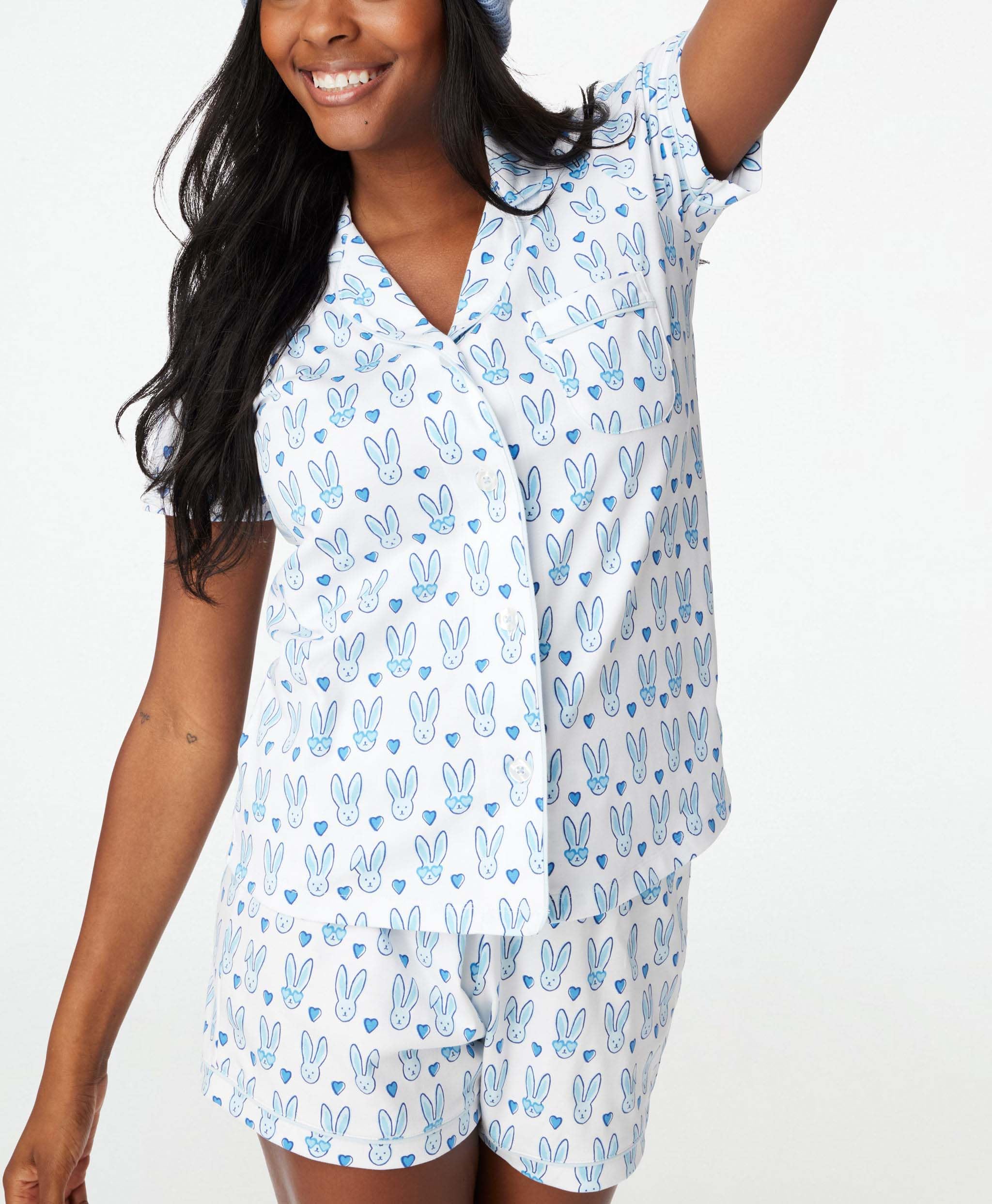 Trendy Y2K Monkey Print Pajama Set for Women - 2 Piece Button Front Sleepwear with Shirt & Boxer Shorts | Cute Lounge Outfit for Sleepovers, Girls Night & Relaxing at Home