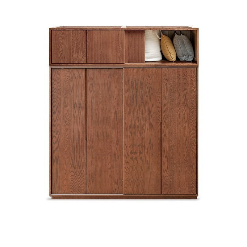 Solid Oak Wood Sliding Door Wardrobe Closet - Modern & Spacious Storage for Bedroom, Walk-In Closet, or Living Room Organization