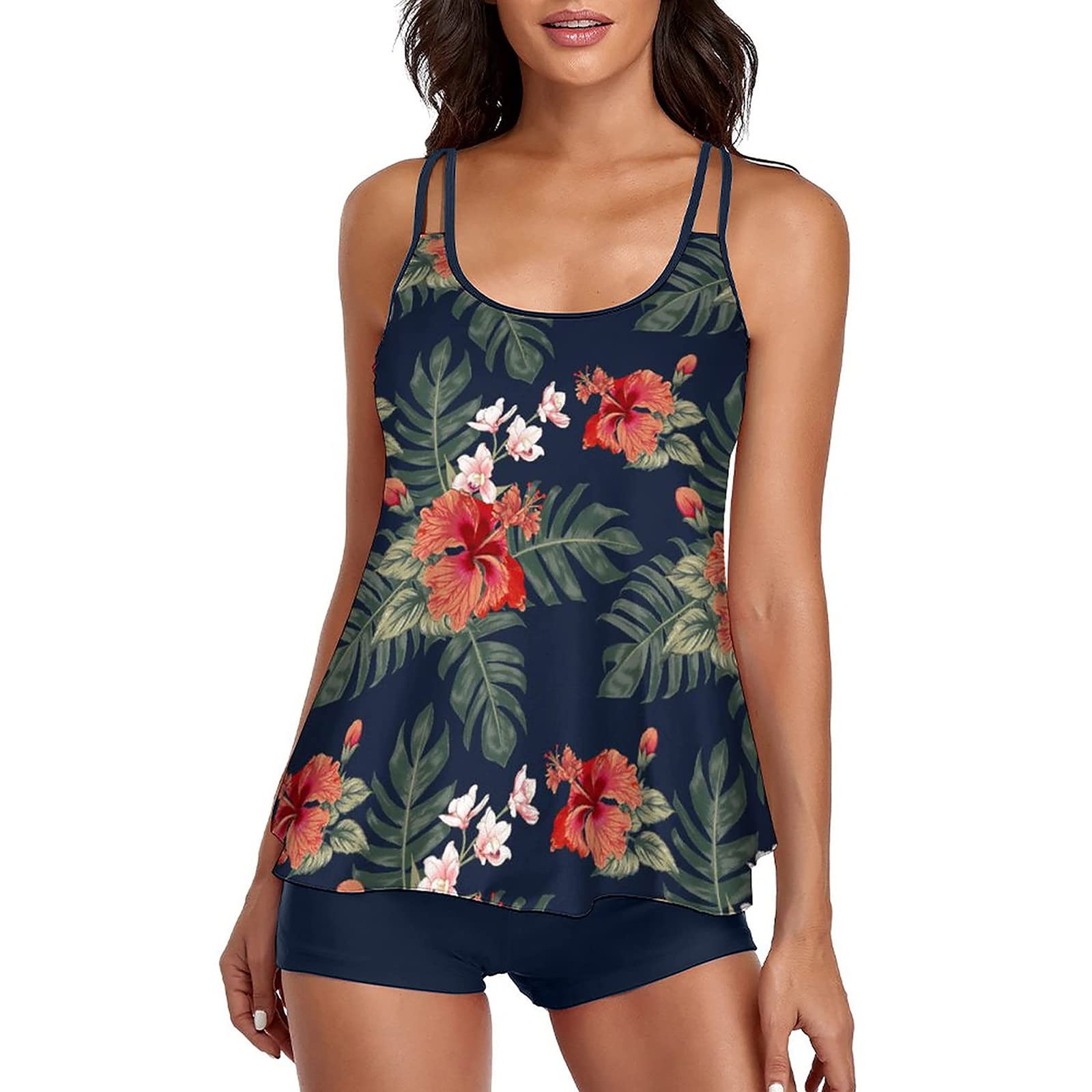 Women's Tummy Control Tankini Swimsuits with Shorts for Athletic Swimming