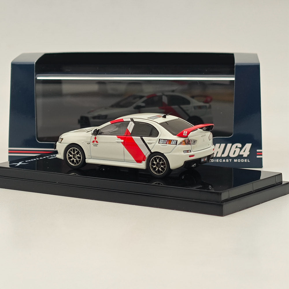 1/64 Scale Mitsubishi Lancer Evolution X Ralliart Diecast Model Car - White (HJ644053RA) | Collectible Hobby Japan Toy for Display, Racing Enthusiasts & Car Lovers