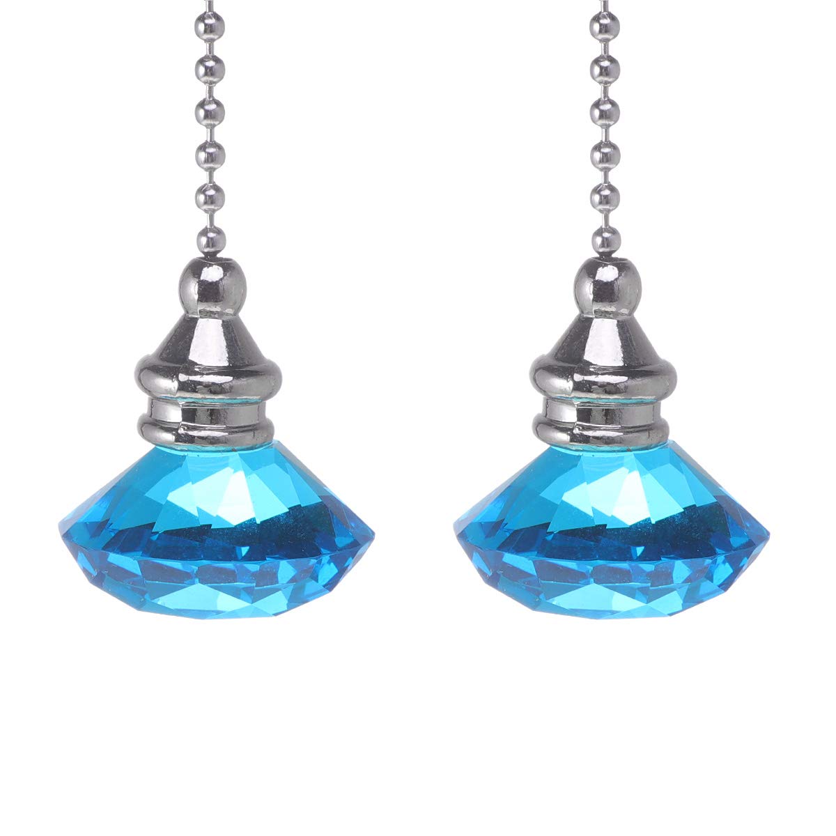 2pcs Delicate Crystal Diamond Fan Switch Pendant - Elegant Christmas Tree Ornament, Blue Glass Hanging Decor for Holiday Lighting & Home Party Decoration - Perfect for Xmas, Weddings, and Festive Events
