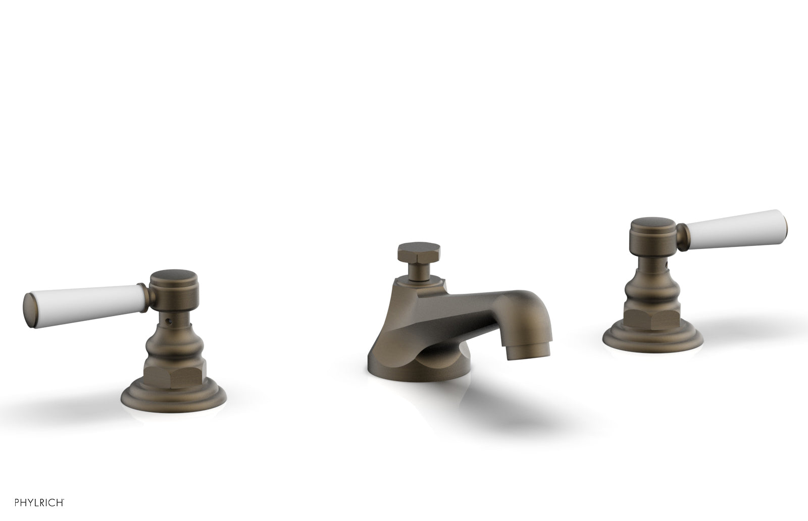 HEX TRADITIONAL Widespread Bathroom Faucet in Satin White with Lever Handles - Model 500-02 | Perfect for Modern Vanities & Guest Bathroom Upgrades