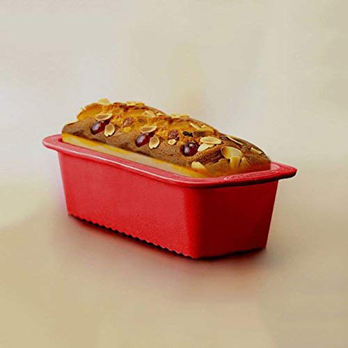 PINDIA 1-Piece Silicone Non-Stick Bread Loaf Cake Baking Pan - Rectangular Bakeware Mold for Homemade Bread & Cakes (Random Color: Red) - Perfect for Baking, Meal Prep & Gift Giving