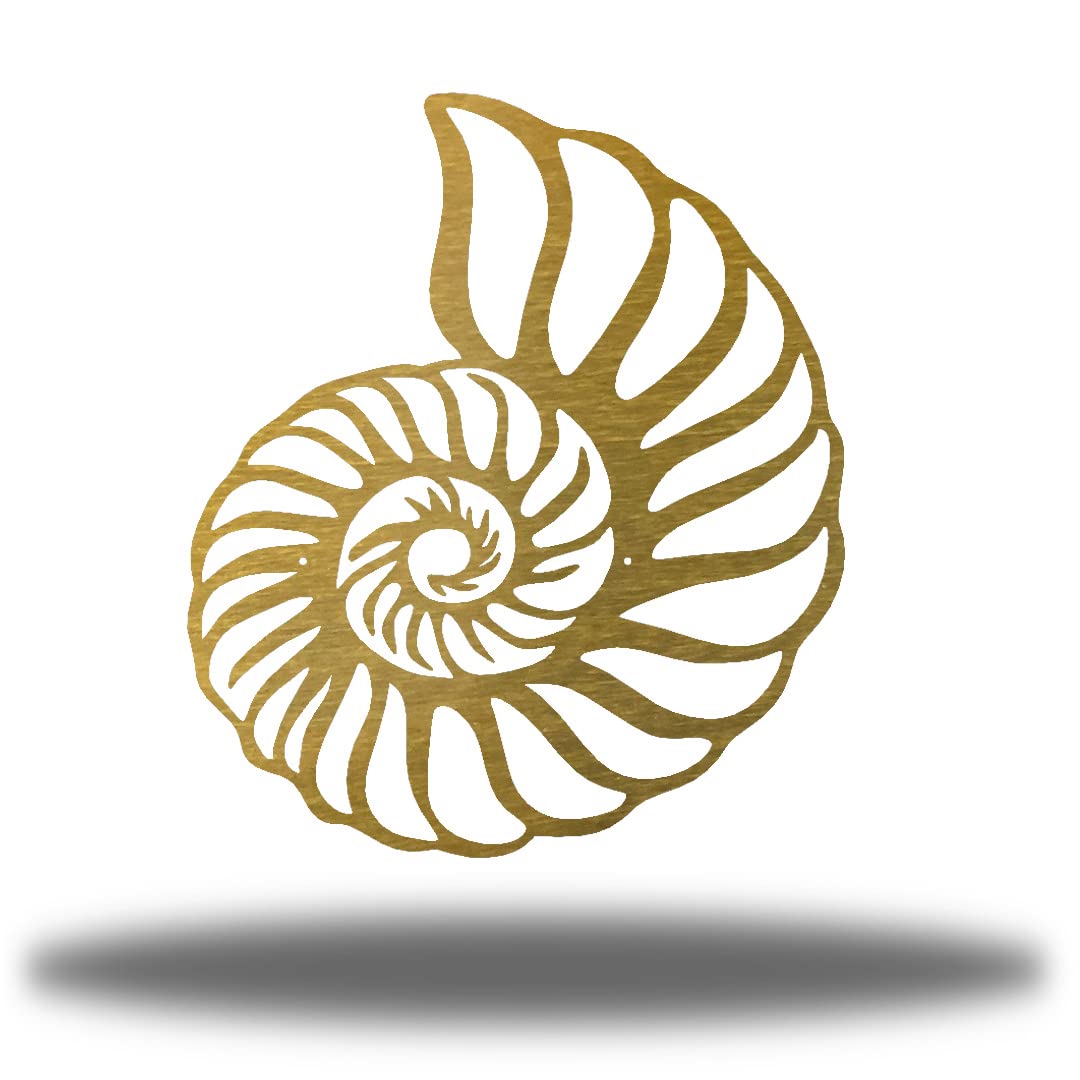 Riverside Designs Nautilus Shell Coastal Beach Metal Wall Art Decor | Handmade in USA | Gold Steel Wall Sculpture (30 Inch) for Living Room, Bedroom, Office & Coastal Home Decor