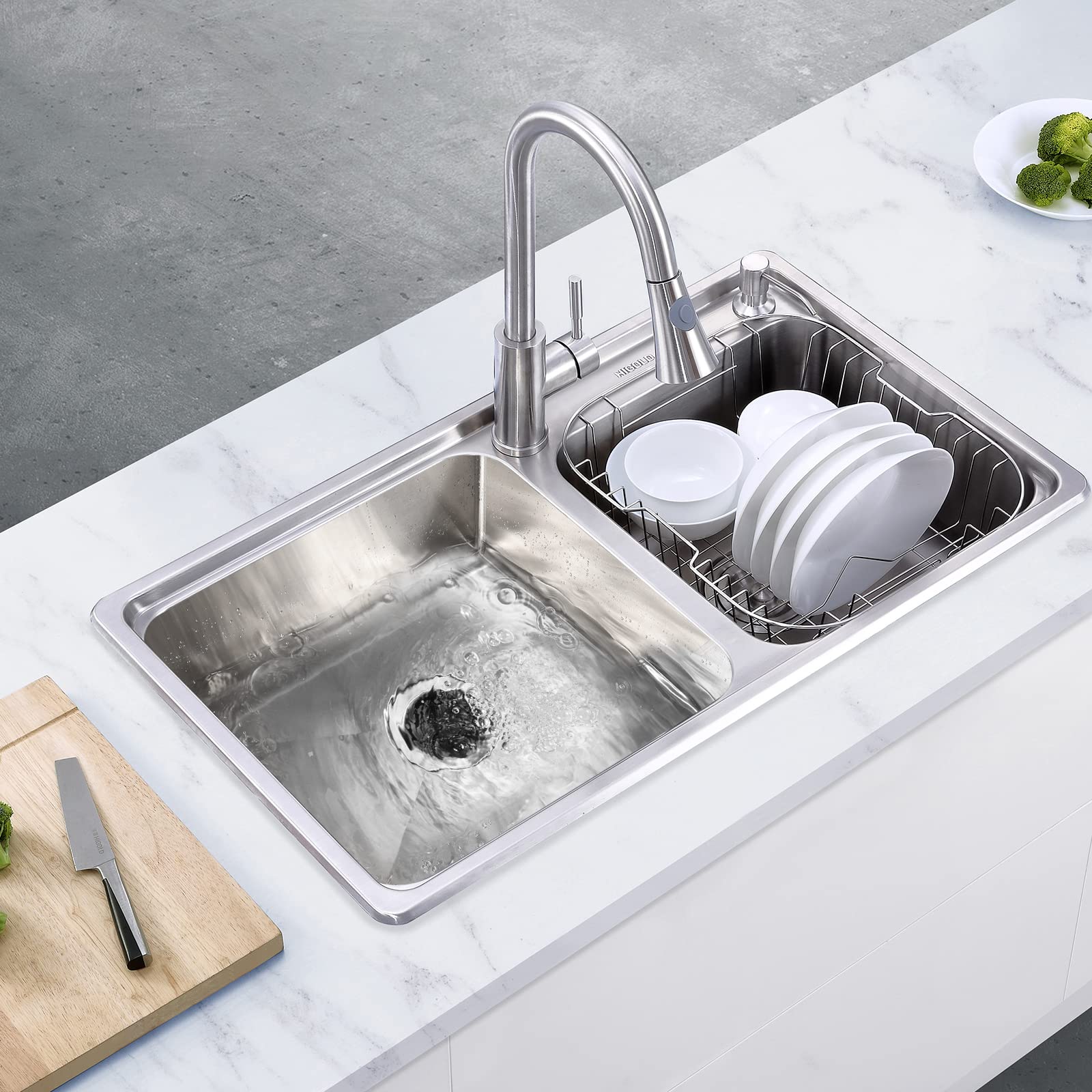 RQYEKDO 3-1/8 Inch Garbage Disposal Splash Guard with Rectangle Sink Stopper Kit - Food Waste Disposal Accessory for Waste King, Whirlaway & GE Models - Prevents Splashing & Keeps Sink Clean During Food Prep