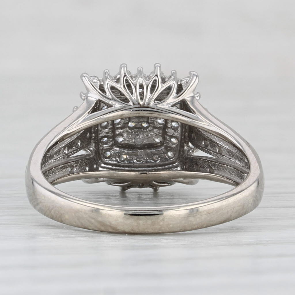 0.24ctw Diamond Cluster Halo Engagement Ring - 10k White Gold Size 7 - Perfect for Proposals, Anniversaries & Bridal Jewelry