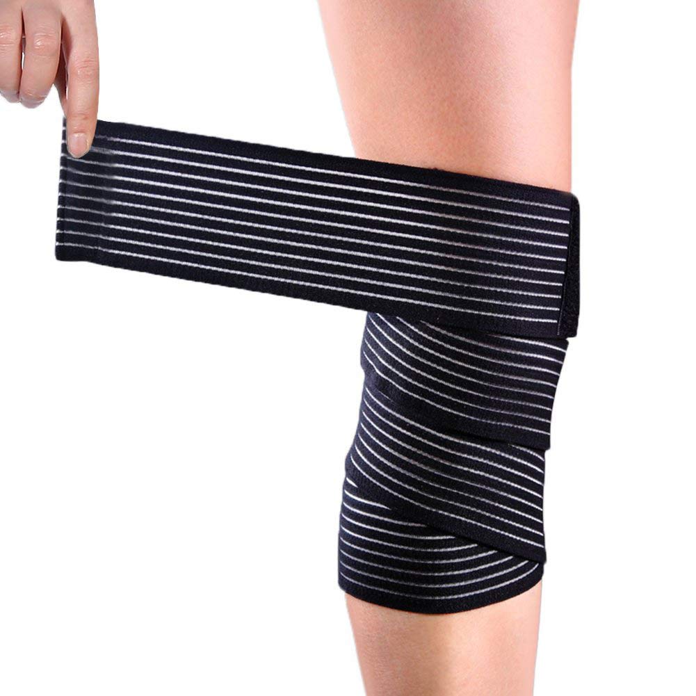 Elastic Compression Bandage Wrap - Black High Elasticity Calf & Thigh Support Knee Brace for Sports Injuries - Football, Basketball, Running & Workout Support - Ideal for Athletes, Post-Surgery Recovery & Joint Pain Relief