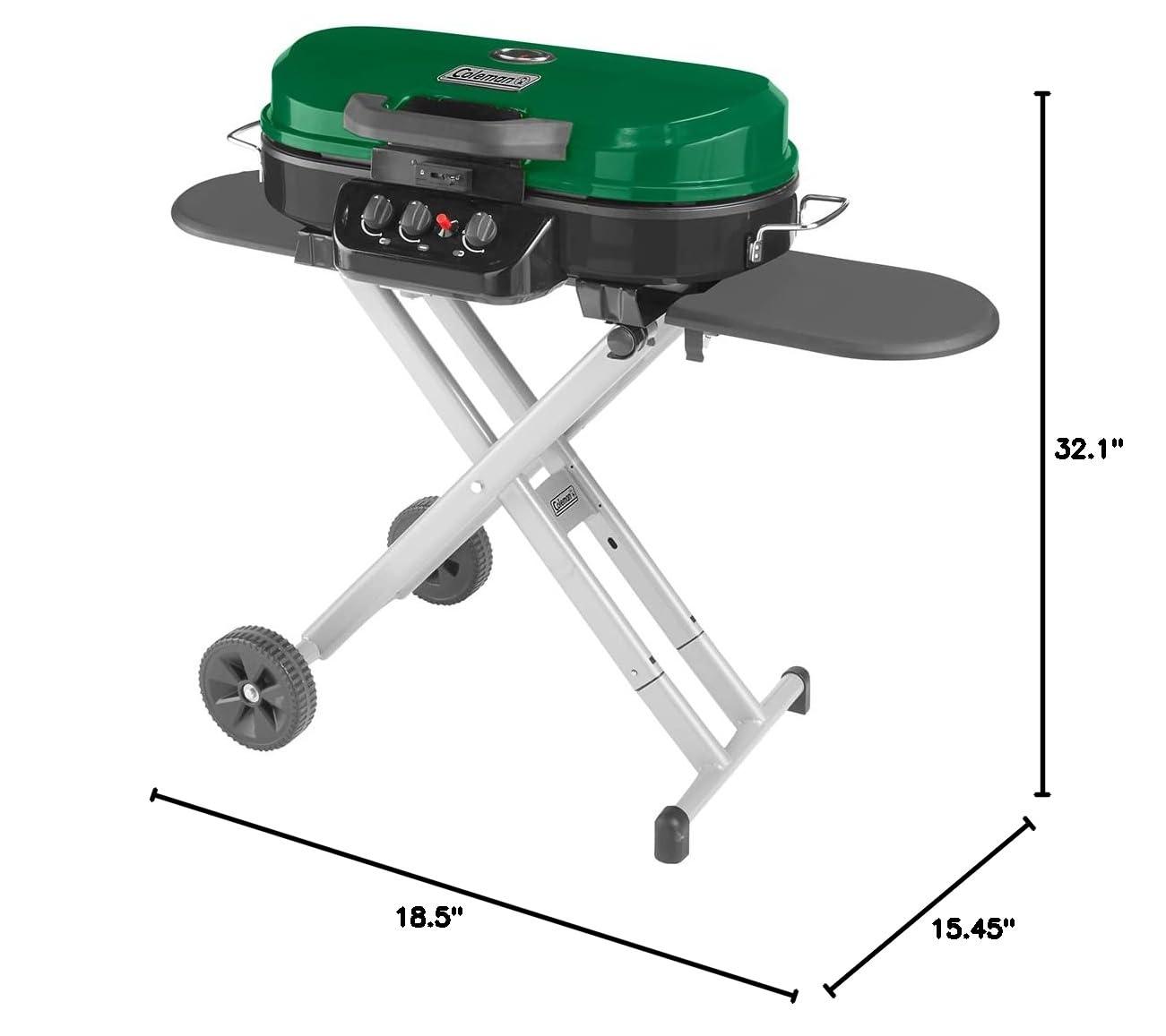 Coleman RoadTrip 285 Portable Stand-Up Propane Grill with 3 Adjustable Burners & InstaStart Ignition - 20,000 BTU Outdoor Gas Grill for Camping, Tailgating, and Backyard BBQs