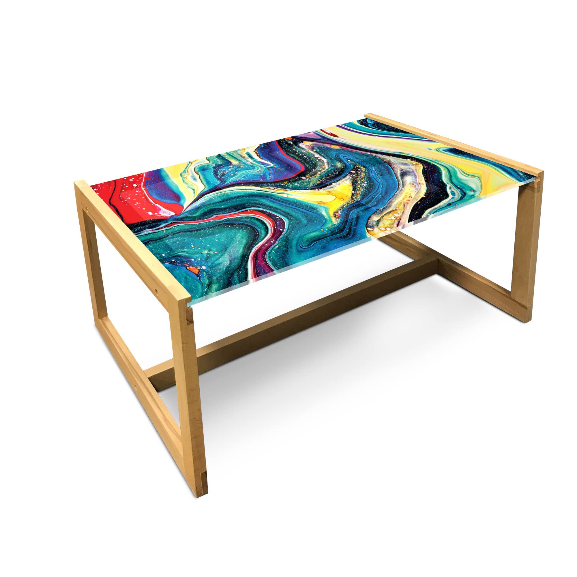 Ambesonne Marble Coffee Table, Abstract Art Print, Wooden Frame for Office & Dorm Decor