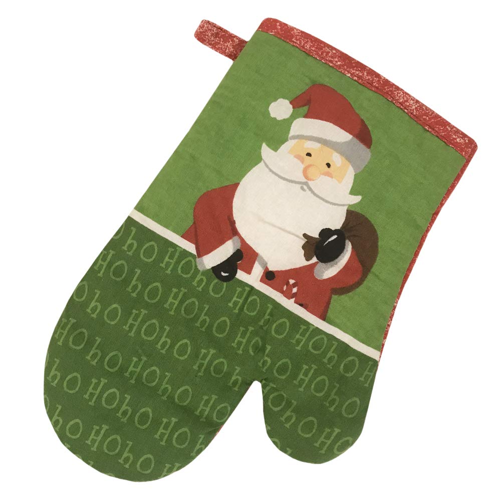 Premium 5-Piece Kitchen Towel Set - 2 Linen Towels, 2 Pot Holders & 1 Oven Mitt - Lobyn Value Pack (X-Santa) - Perfect for Cooking, Baking & Holiday Decor