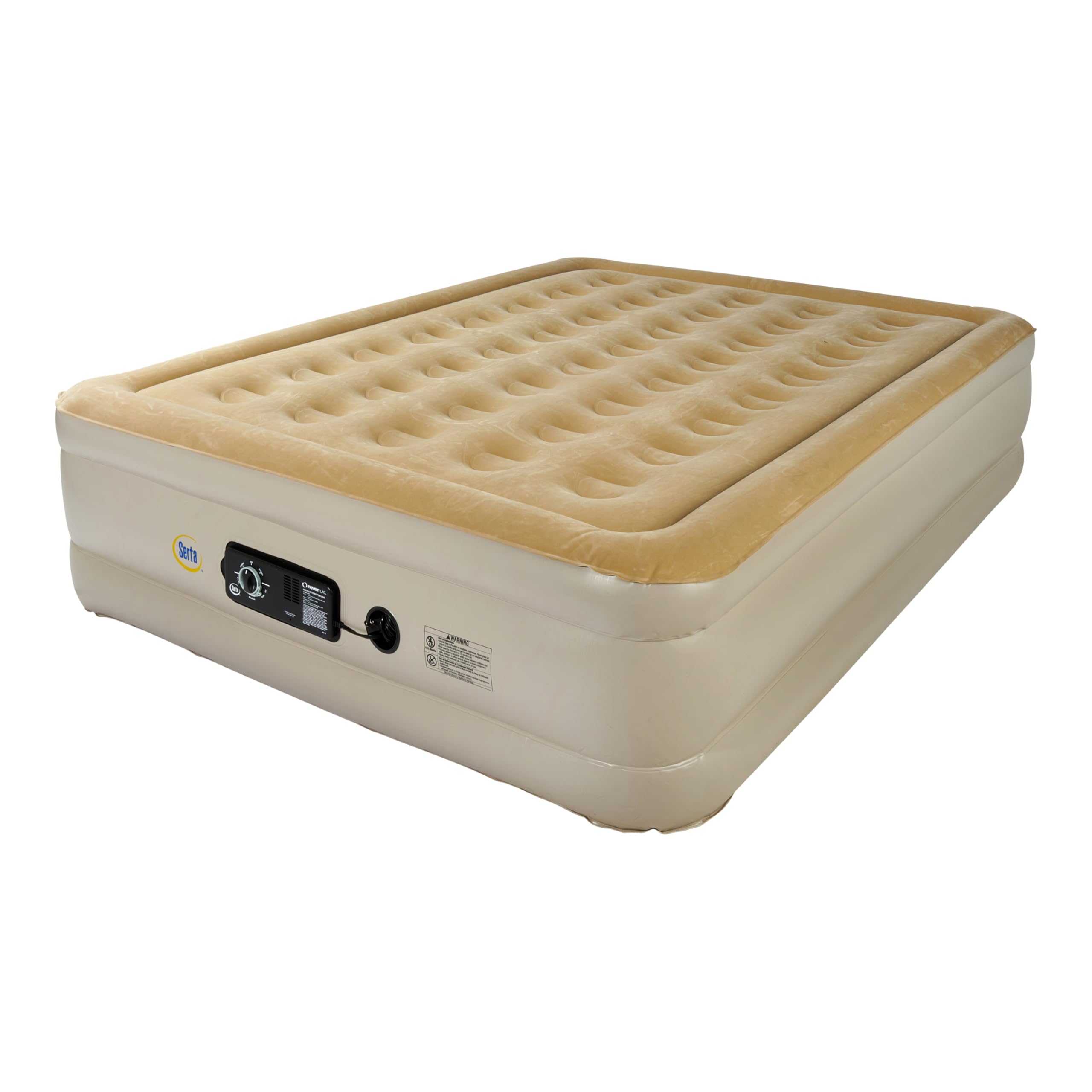 Serta Raised Air Mattress with Never Flat Pump - Luxury Inflatable Bed with Built-in Air Pump for Comfortable Sleep | Heavy Duty Blow Up Mattress with Self-Inflating Technology | Perfect for Camping, Guest Beds & Home Use