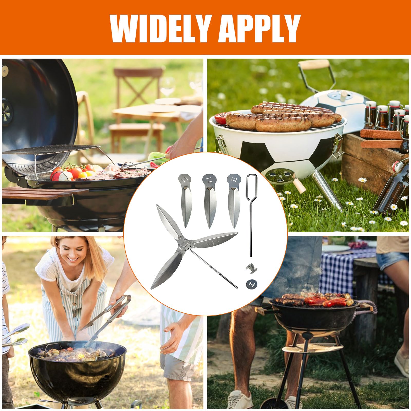Weber One Touch 47cm BBQ Grill Cleaning Kit - Compatible with Weber 90992, 3618, 7443, 307443, 307408, 90719 Charcoal Kettle Grills - Essential Grill Brush & Scraper Set for Outdoor Cooking & Backyard Barbecues