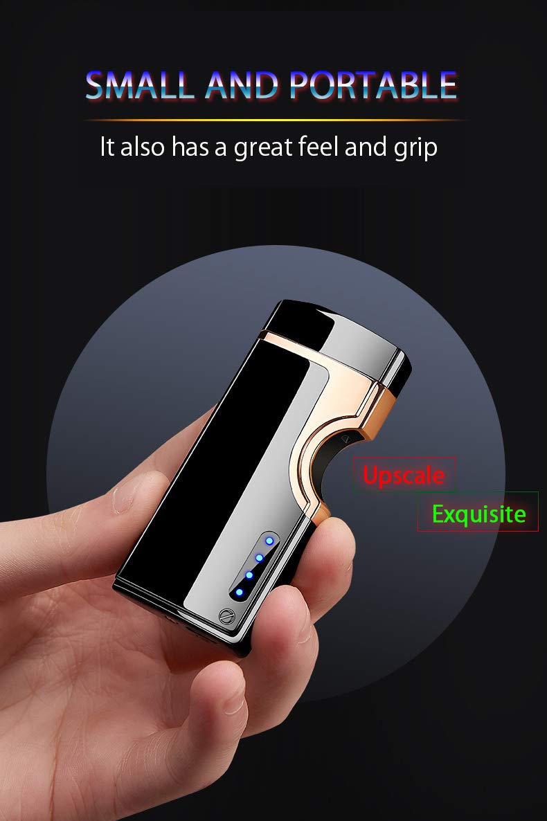 USB Rechargeable Windproof Plasma Arc Lighter with Power Display - Metal Infrared Induction Electric Lighter for Camping, Hiking, Emergency & Outdoor Activities (Red)