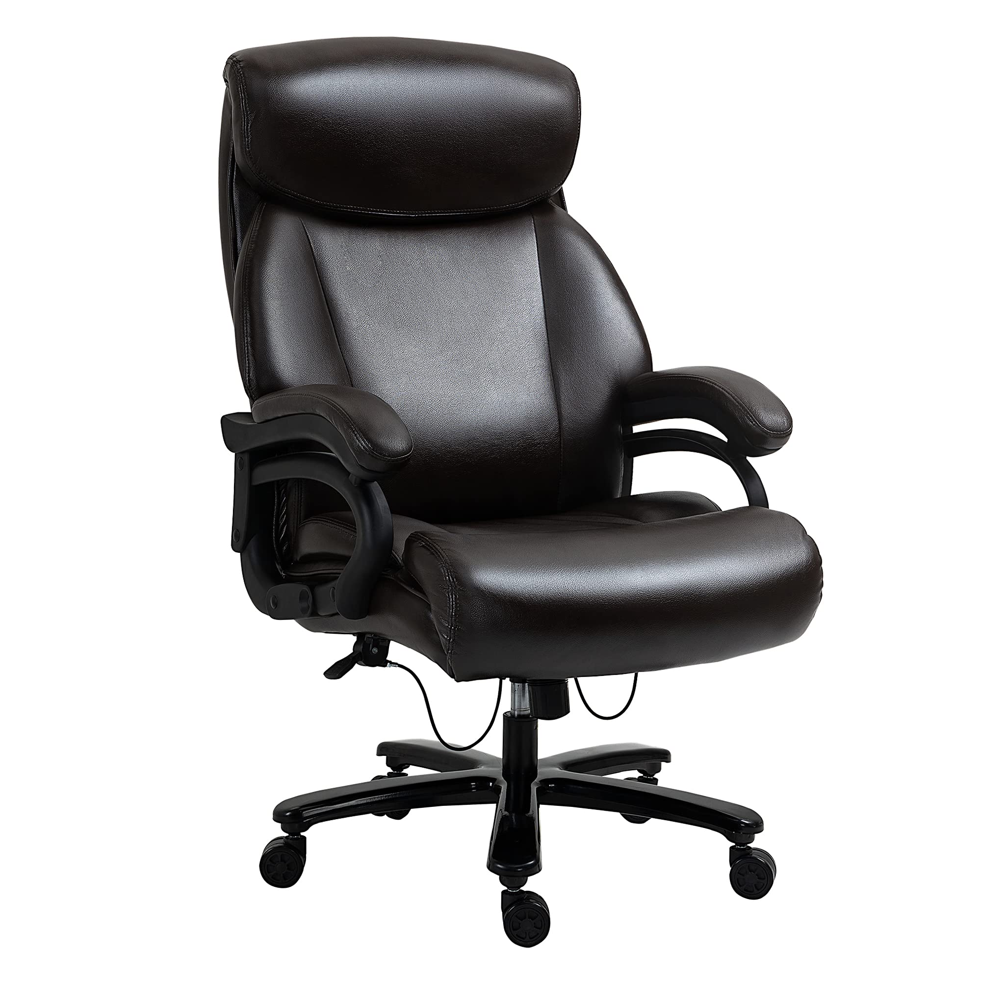 Vinsetto Big and Tall Executive Office Chair 396lbs Capacity - Wide Seat High Back PU Leather Chair with Adjustable Height & Swivel Wheels - Brown - Perfect for Home Office, Gaming, and Workspace Comfort