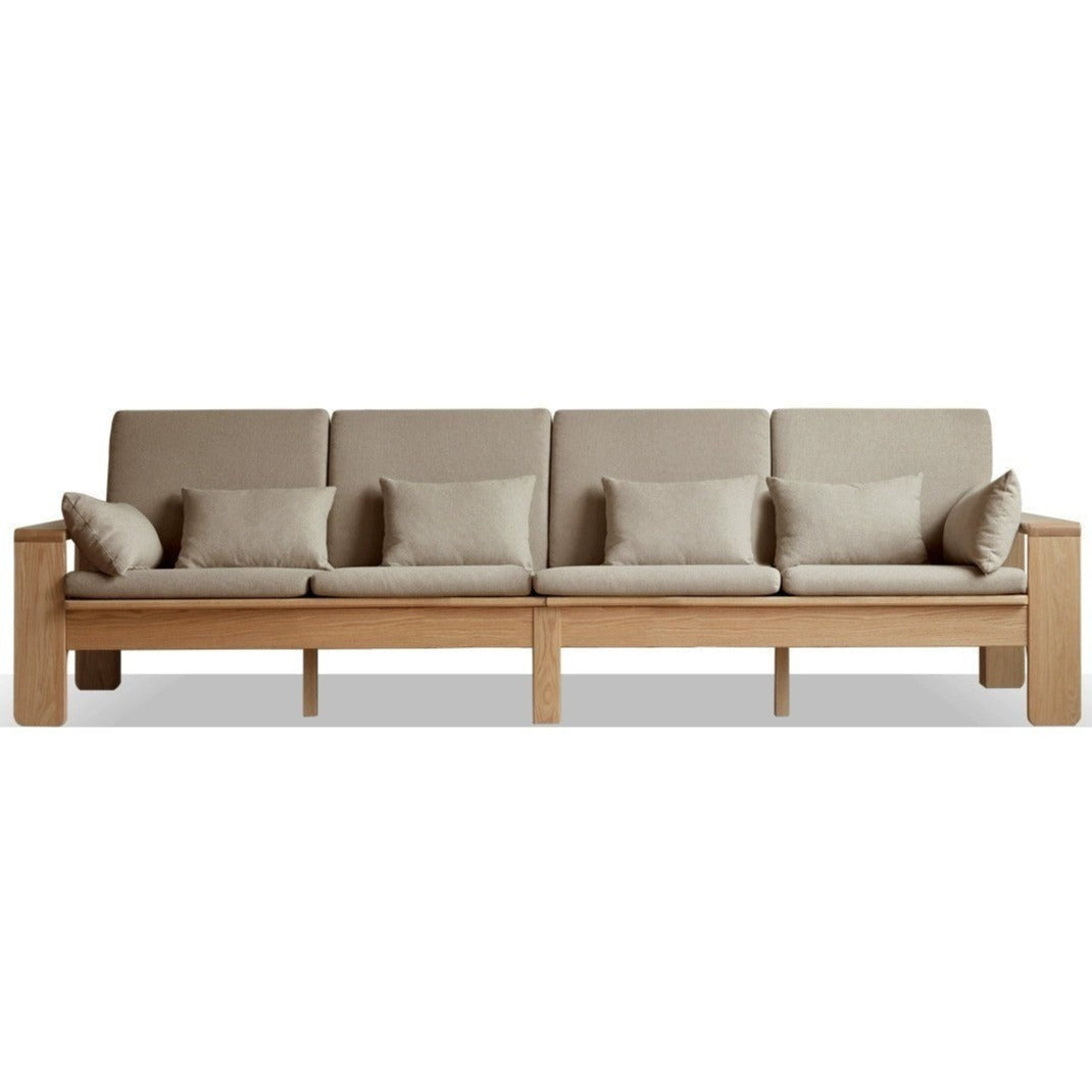 Modern Nordic Fabric Sofa - Solid Oak Wood Frame - Stylish & Durable Living Room Furniture for Small Spaces & Apartments
