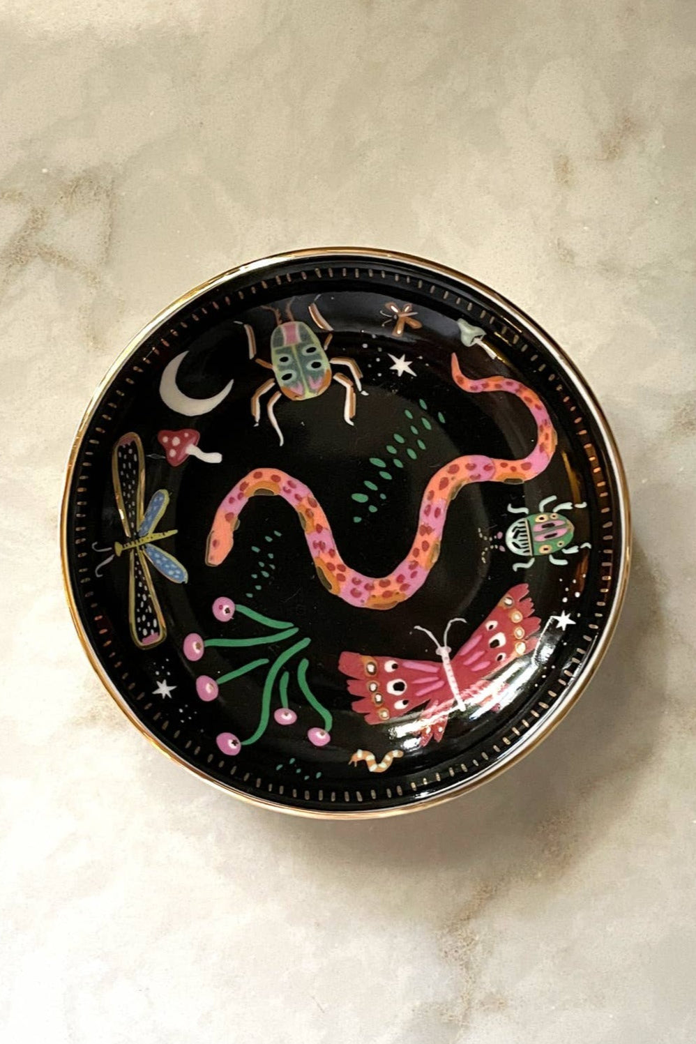 Midnight Garden Trinket Dish - Elegant Jewelry Tray for Rings, Earrings & Small Accessories | Perfect for Bedroom Vanity, Bathroom Organizer & Gift Giving