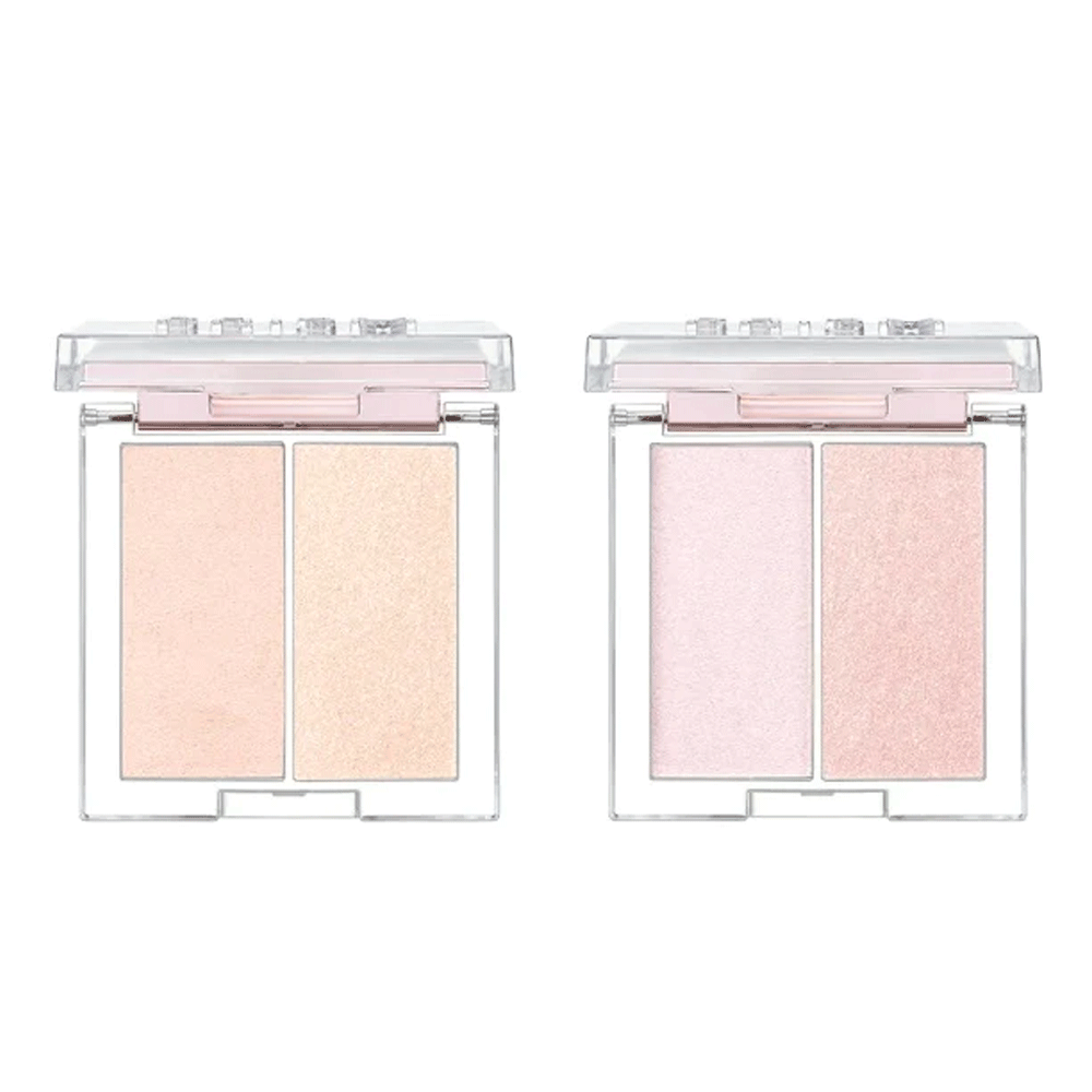 CLIO Prism Highlighter Duo - 2 Color Face Highlighter Palette for Cheekbones & Eyes | Natural Glow Makeup for Daily Wear & Special Occasions