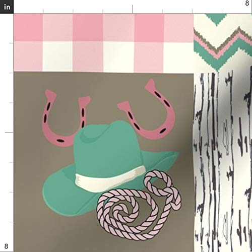 Cowgirl Western Printed Minky Fabric by The Yard - Pink Aqua Teal Country Cowboy Wholecloth Cheater Quilt Material for Sewing Baby Blankets, Quilt Backing & Plush Projects - Soft & Cozy for Nursery, Home Decor & DIY Crafts