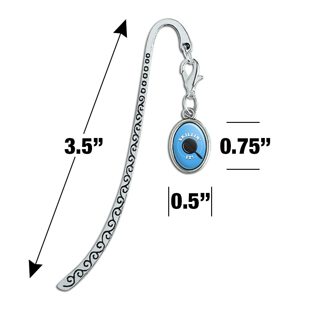 Funny Cooking Humor Metal Bookmark - Skillin' It Killing Skillet Design with Oval Charm - Perfect Gift for Chefs & Book Lovers - Great for Cookbooks, Kitchen Gifts & Reading Accessories